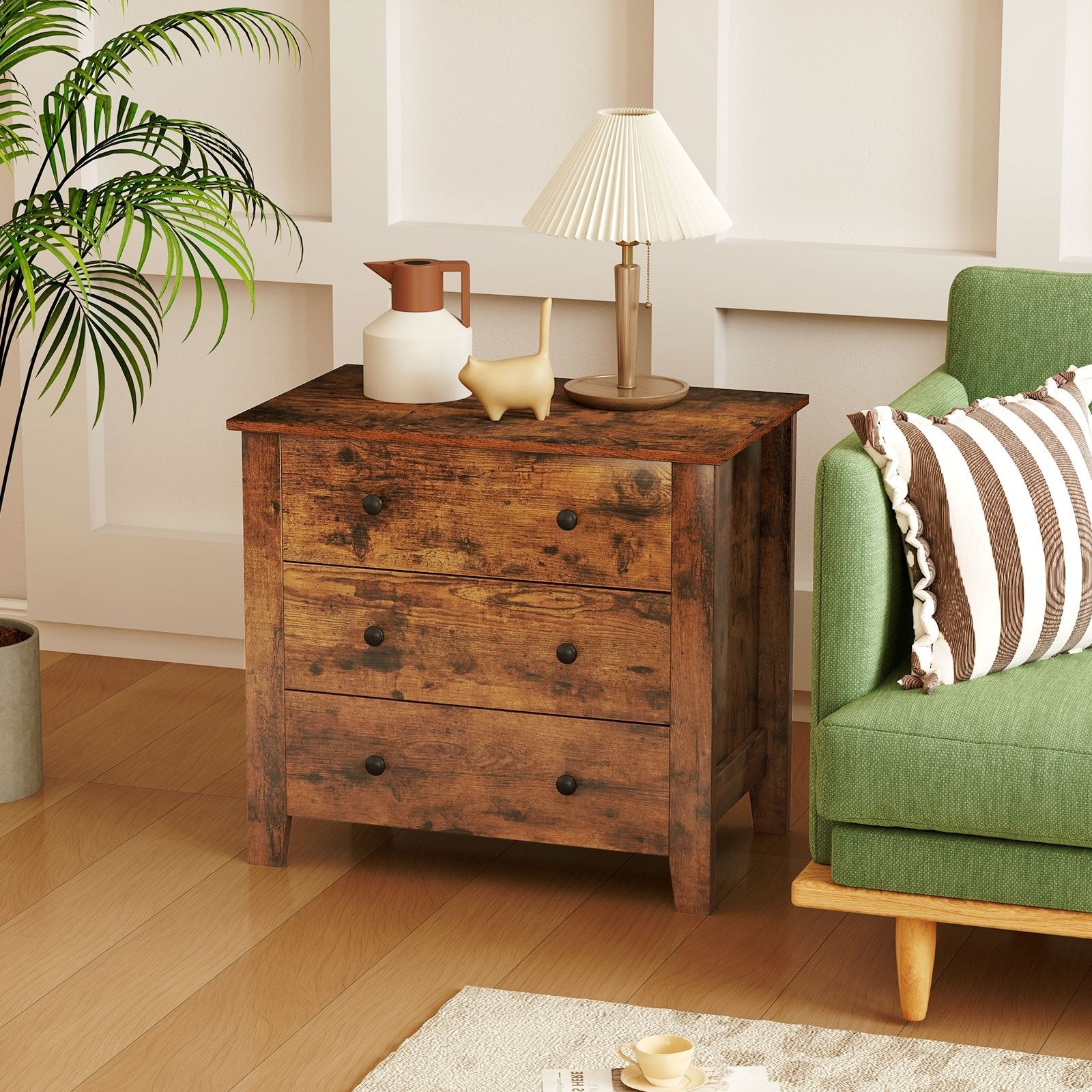 3 Drawer Dresser Chest of Drawers Bedside Table, Rustic Brown Cabinets & Chests at Gallery Canada