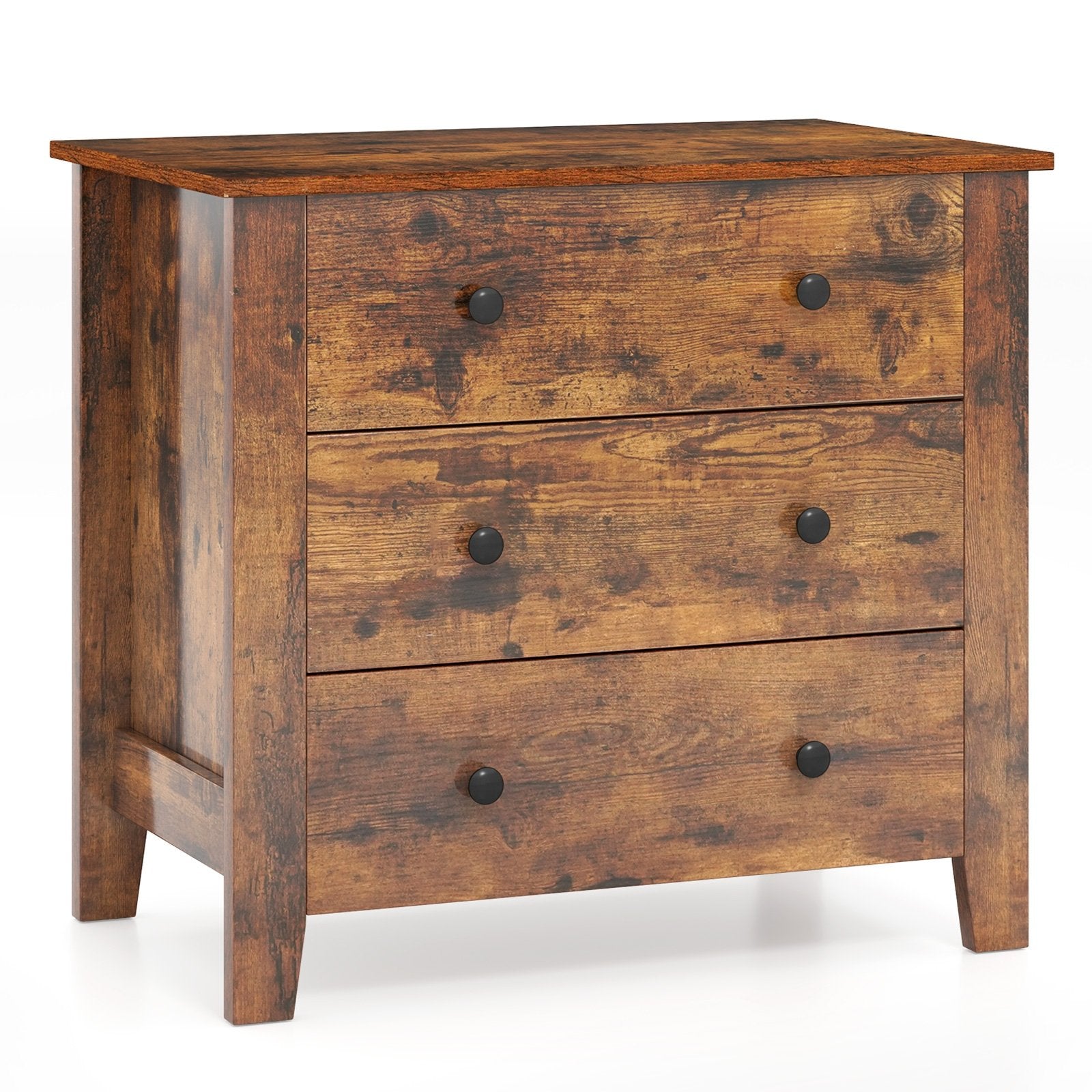 3 Drawer Dresser Chest of Drawers Bedside Table, Rustic Brown Cabinets & Chests Rustic Brown at Gallery Canada