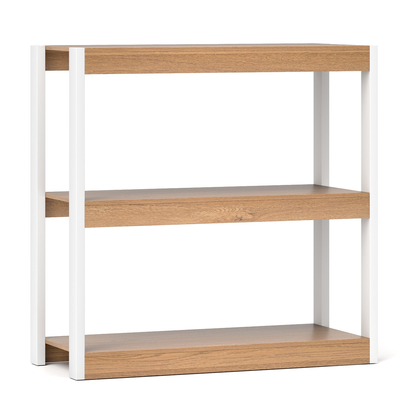 3 Tier Bookshelf Wooden Bookcase with Dual Anti-Tipping Kits, Natural Bookcases at Gallery Canada