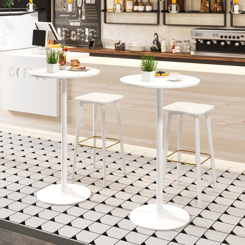 Round Bistro Table 40 Inch Bar Height Tall Coffee Cocktail Table-Set of 1, White