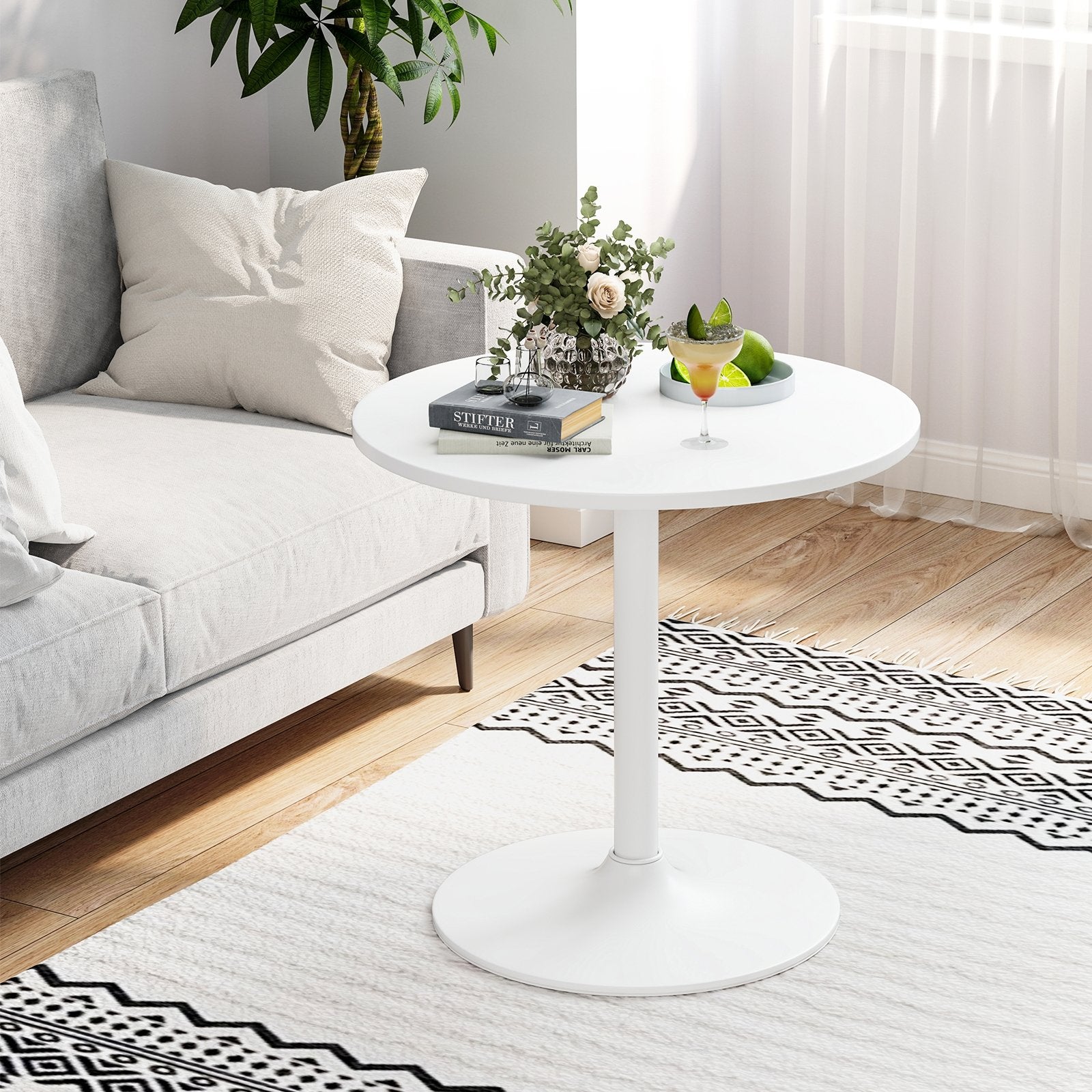 Round Bistro Table 40 Inch Bar Height Tall Coffee Cocktail Table-Set of 1, White Coffee Tables at Gallery Canada