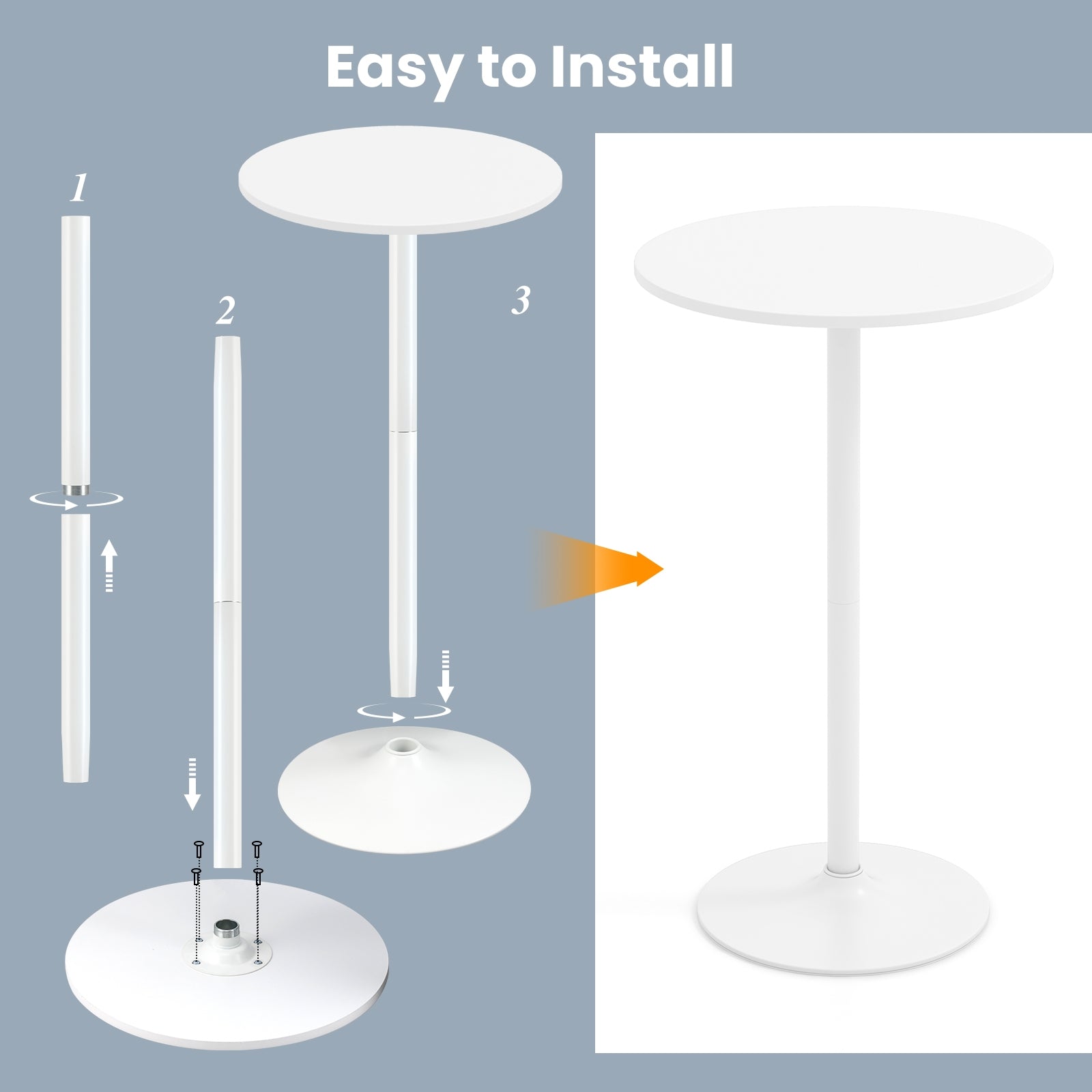 Round Bistro Table 40 Inch Bar Height Tall Coffee Cocktail Table-Set of 1, White Coffee Tables at Gallery Canada