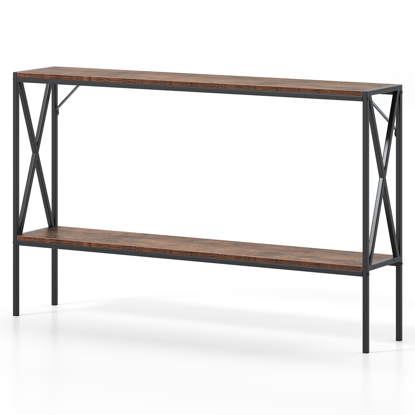 Narrow Console Table 2-Tier Entryway Table with Storage, Rustic Brown Console Tables Rustic Brown at Gallery Canada