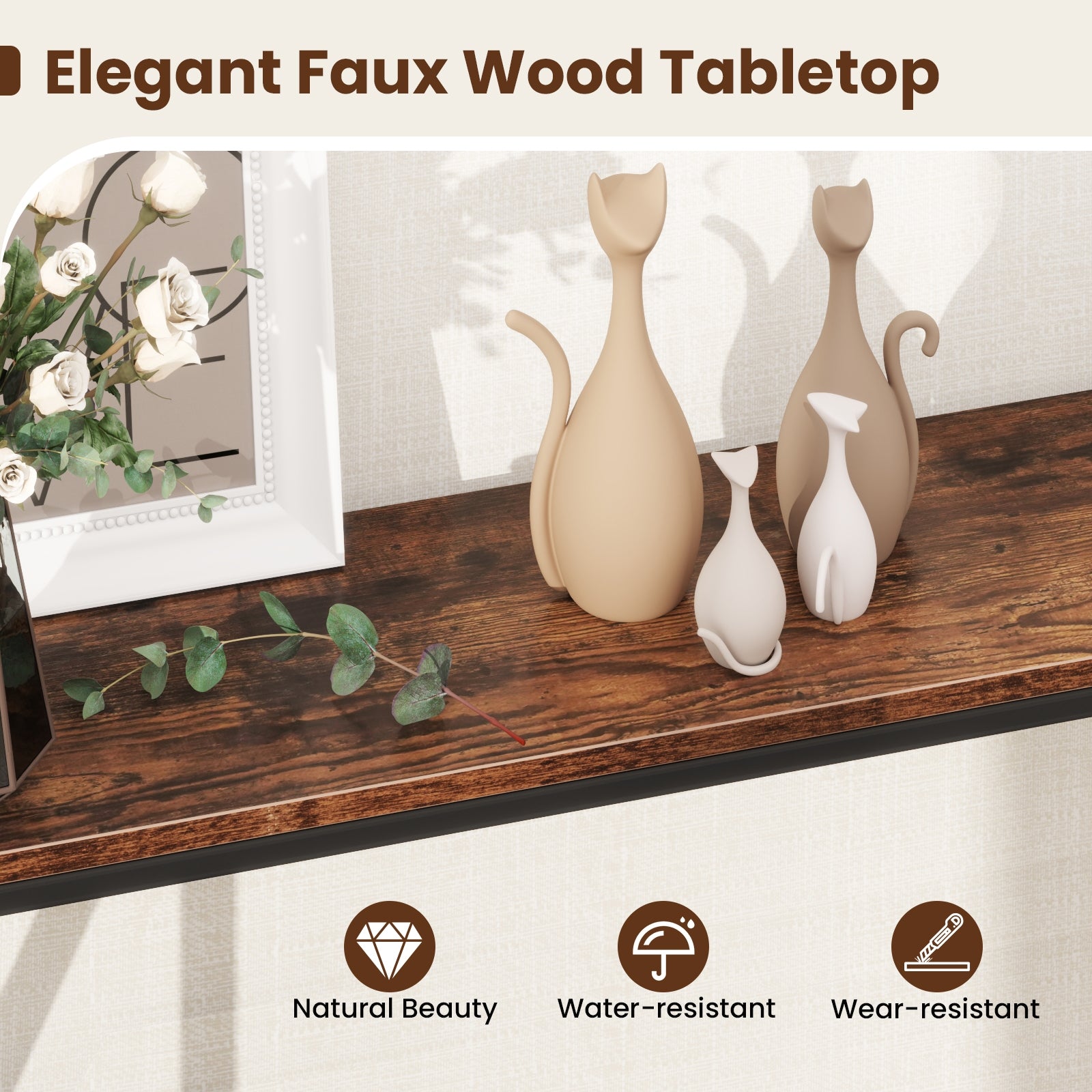 Narrow Console Table 2-Tier Entryway Table with Storage, Rustic Brown Console Tables at Gallery Canada