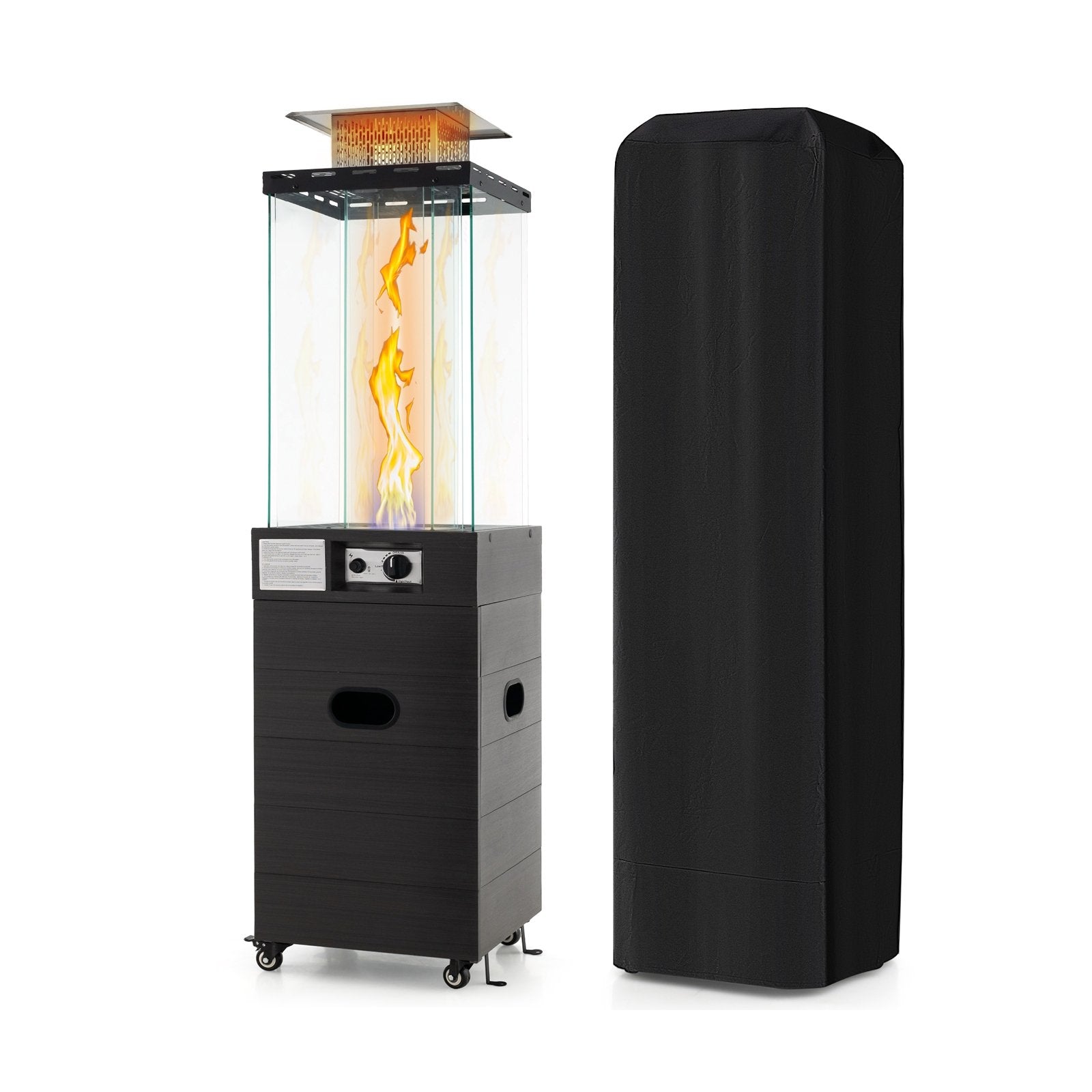 40000 BTU Patio Heater Outdoor Propane Gas Heater with Cover and Wheels, Black Patio Heaters Black at Gallery Canada