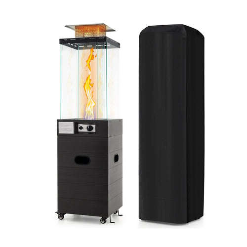 40000 BTU Patio Heater Outdoor Propane Gas Heater with Cover and Wheels, Black