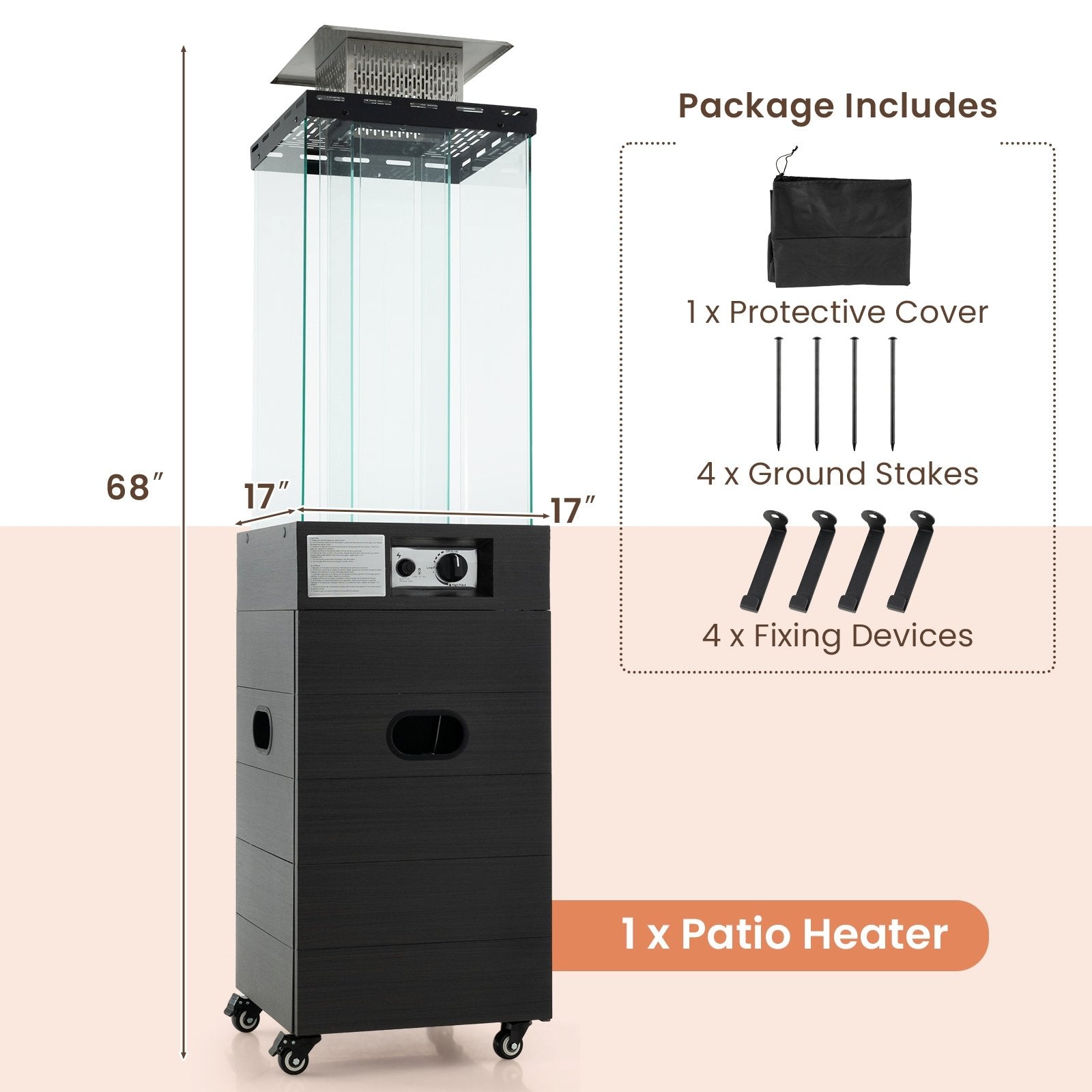 40000 BTU Patio Heater Outdoor Propane Gas Heater with Cover and Wheels, Black Patio Heaters at Gallery Canada