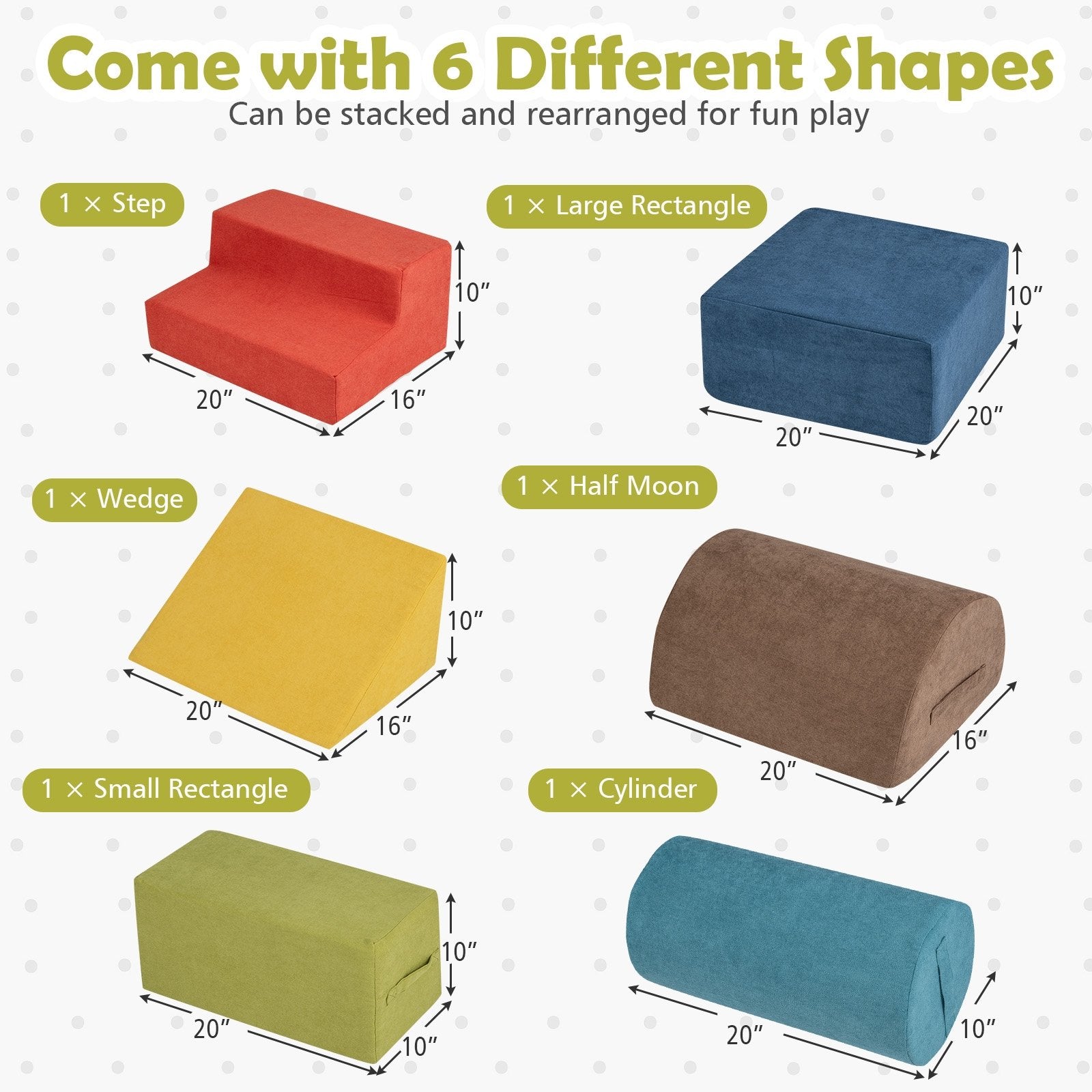 6-Piece Baby Climbing Blocks with 30D High-Density Foam and Carrying Handles, Multicolor Climbers & Slides at Gallery Canada