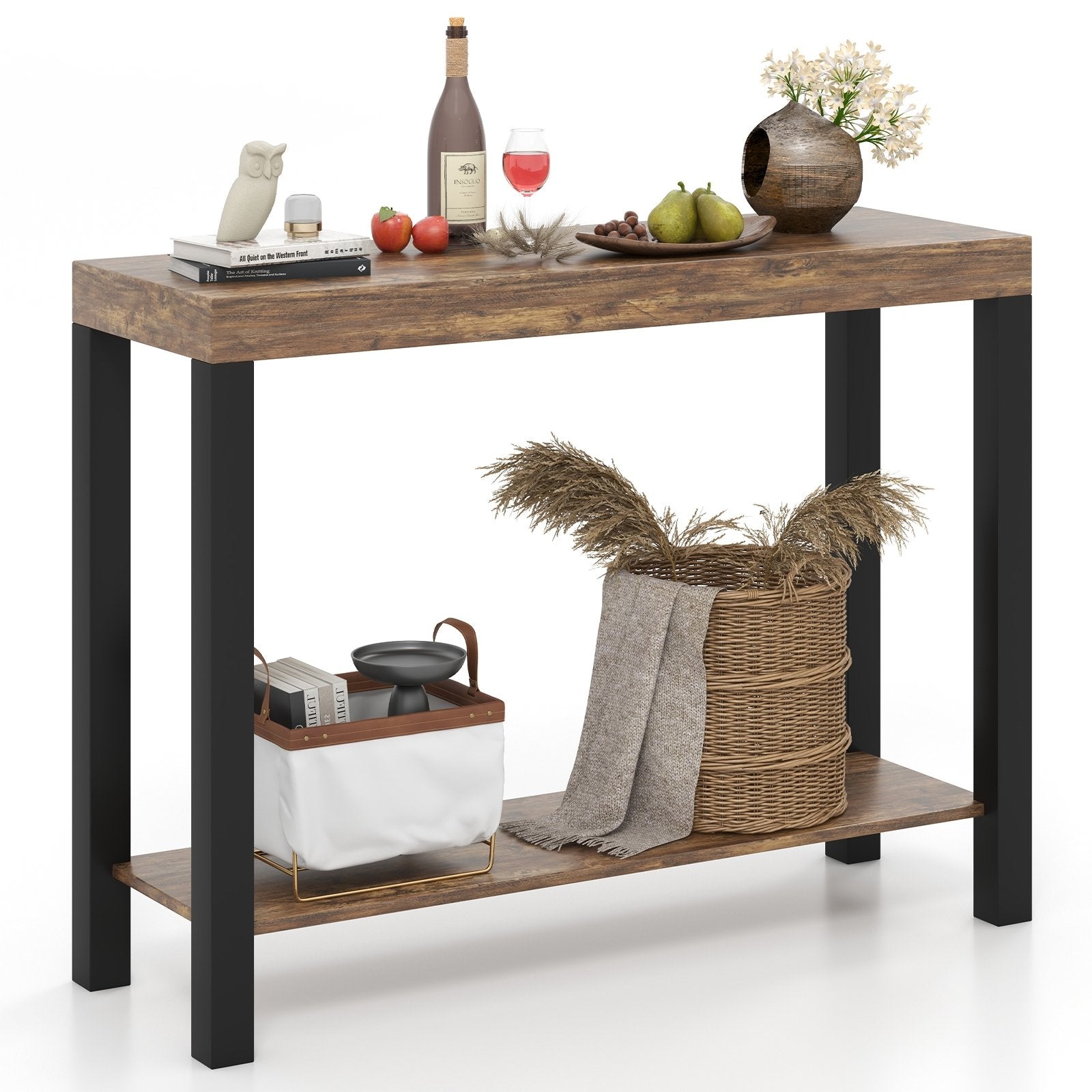 2-Tier Home Bar Table with Open Shelves and Storage for Home Kitchen Living Room Pub, Rustic Brown Bar Tables at Gallery Canada