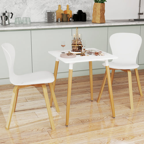 Square Dining Table with Adjustable Foot Pads for Dining Room Kitchen, White