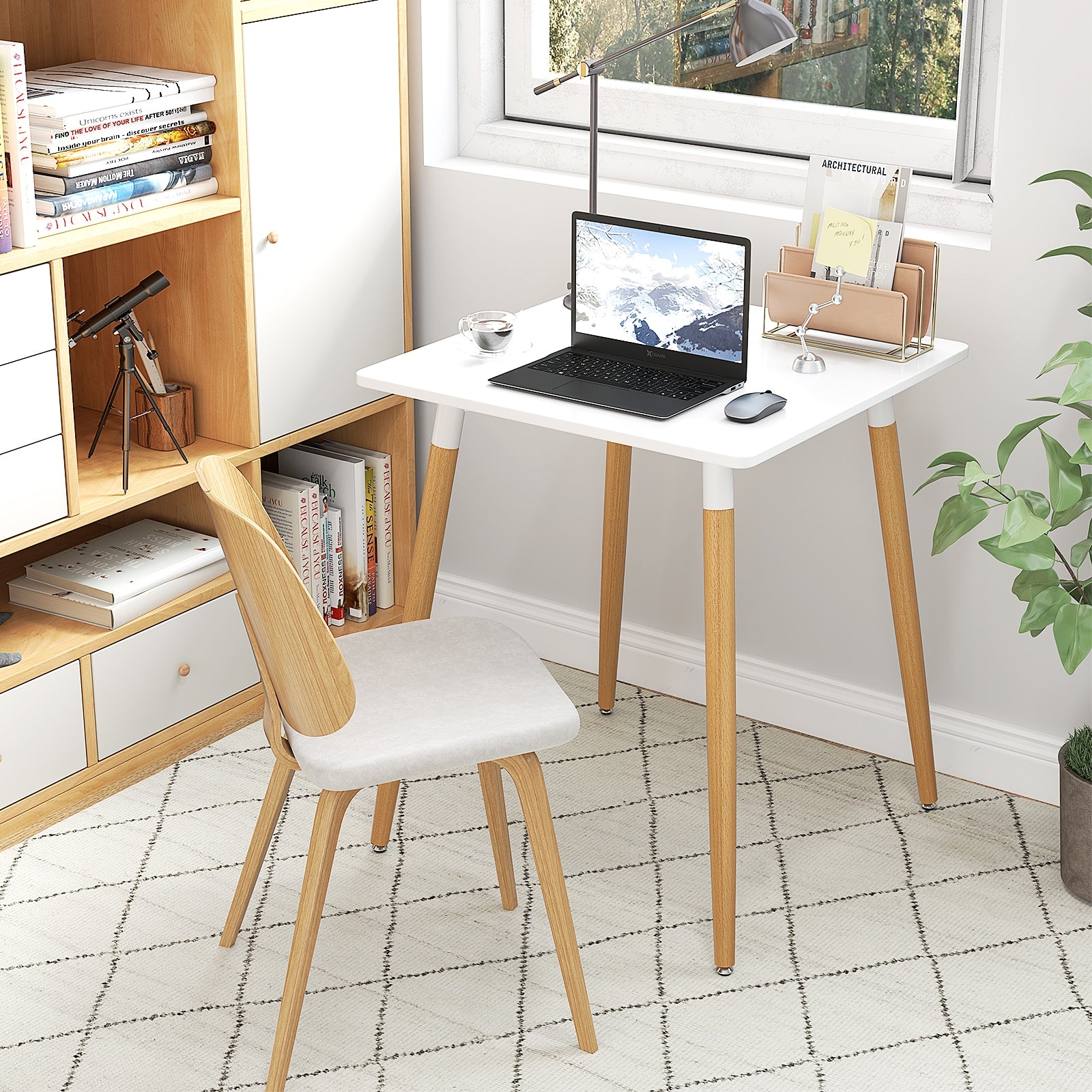 Square Dining Table with Adjustable Foot Pads for Dining Room Kitchen, White Dining Tables at Gallery Canada