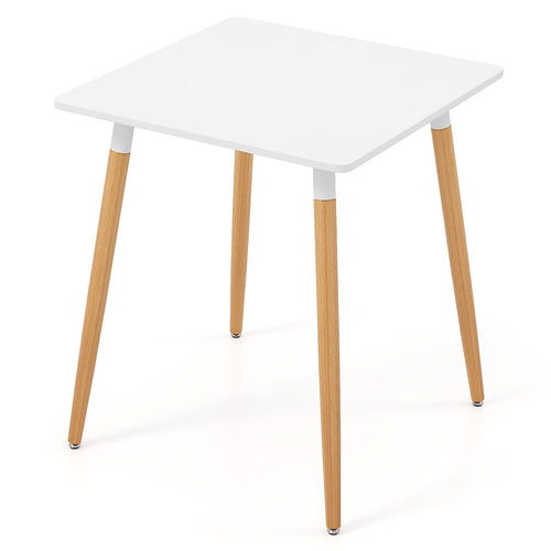 Square Dining Table with Adjustable Foot Pads for Dining Room Kitchen, White