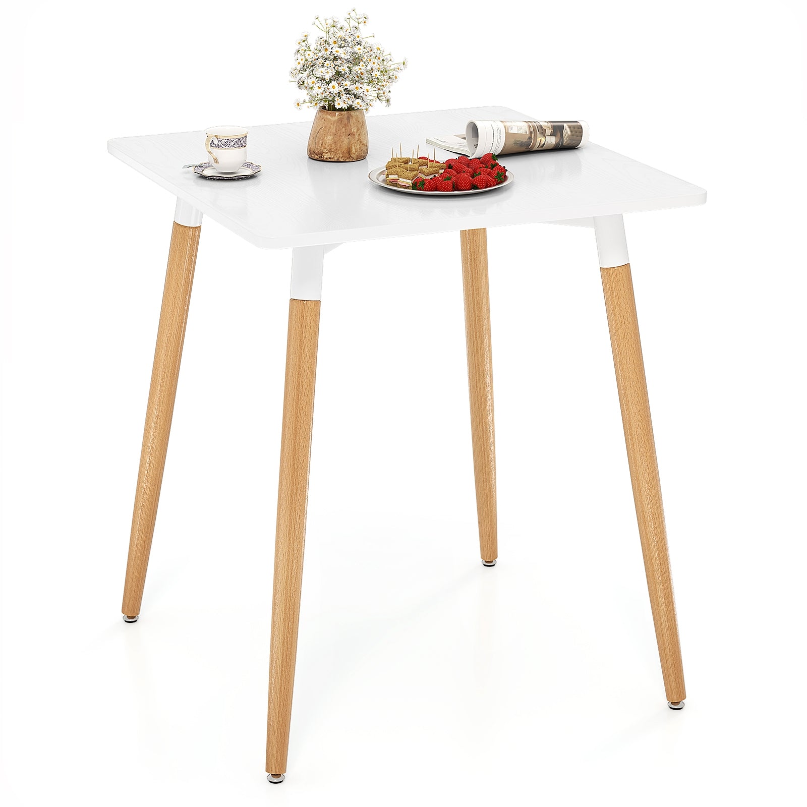 Square Dining Table with Adjustable Foot Pads for Dining Room Kitchen, White Dining Tables at Gallery Canada