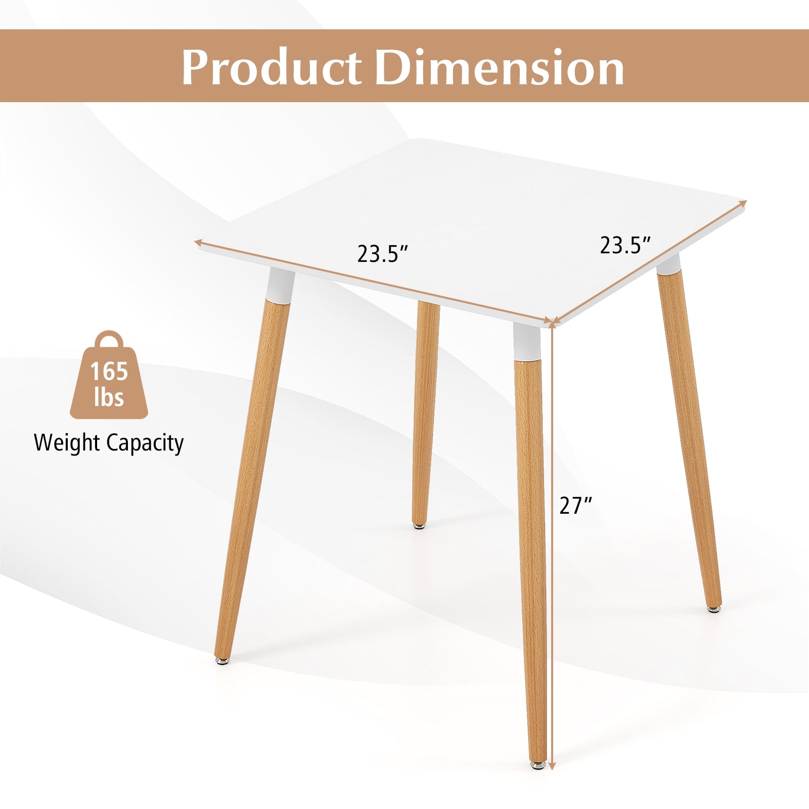 Square Dining Table with Adjustable Foot Pads for Dining Room Kitchen, White Dining Tables at Gallery Canada