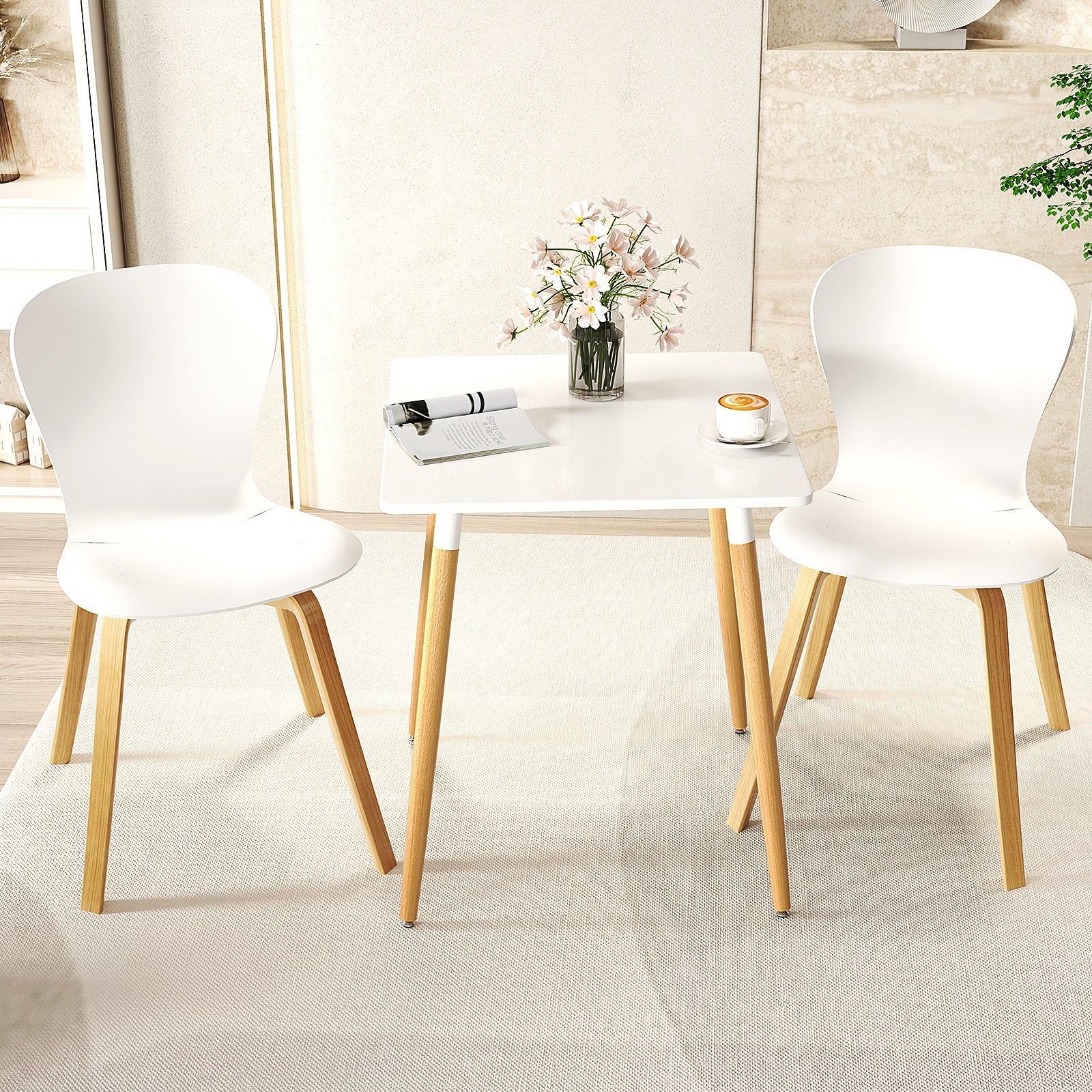 Square Dining Table with Adjustable Foot Pads for Dining Room Kitchen, White Dining Tables at Gallery Canada