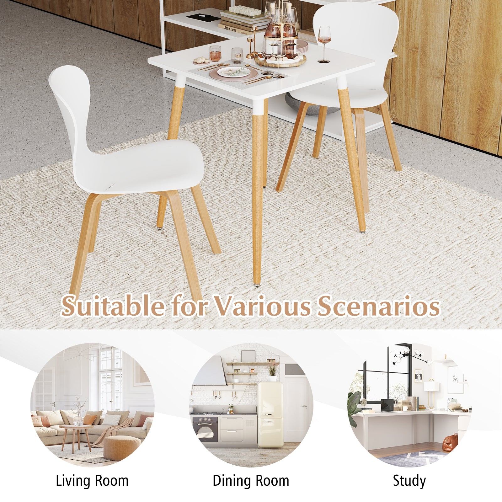 Square Dining Table with Adjustable Foot Pads for Dining Room Kitchen, White Dining Tables at Gallery Canada