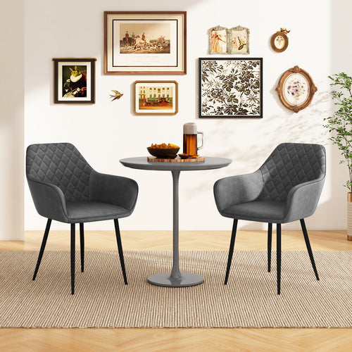 Leisure Dining Chair Set of 2 with Curved Backrest and Wide Seat, Gray