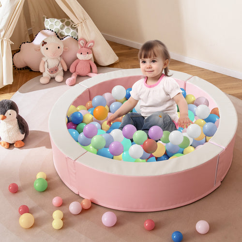 Detachable Foam Ball Pit with 50 Colorful Ocean Balls, Pink