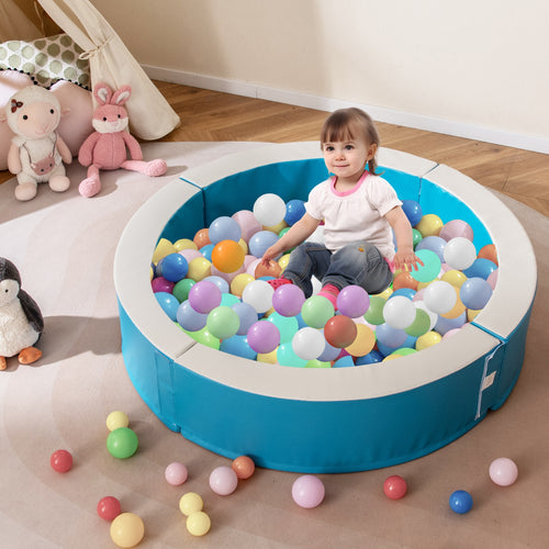 Detachable Foam Ball Pit with 50 Colorful Ocean Balls, Blue