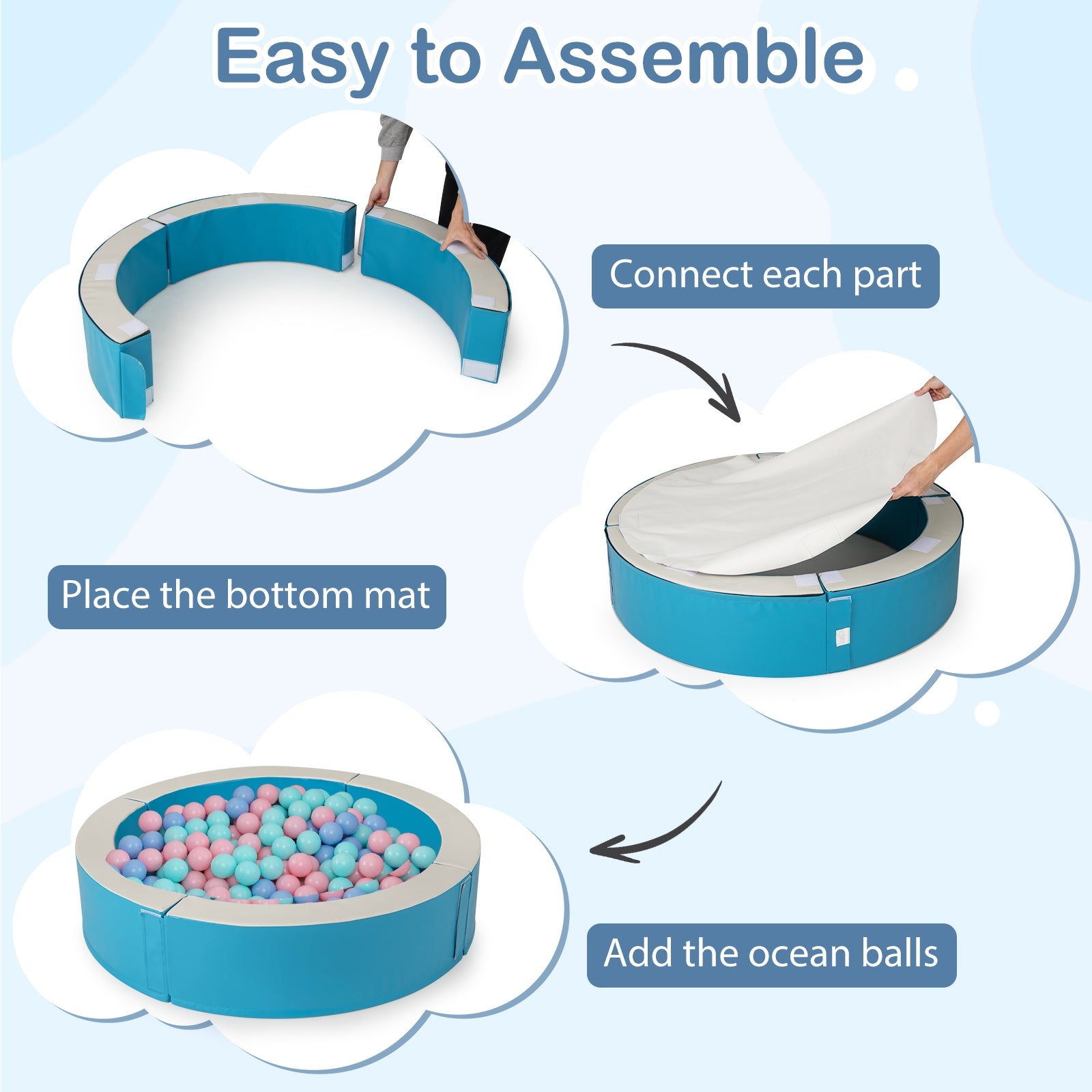 Detachable Foam Ball Pit with 50 Colorful Ocean Balls, Blue Baby Playpen & Playards at Gallery Canada