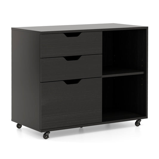 3-Drawer File Cabinet with Adjustable Shelf and Wheels for Letter, Black File Cabinets Black  at Gallery Canada