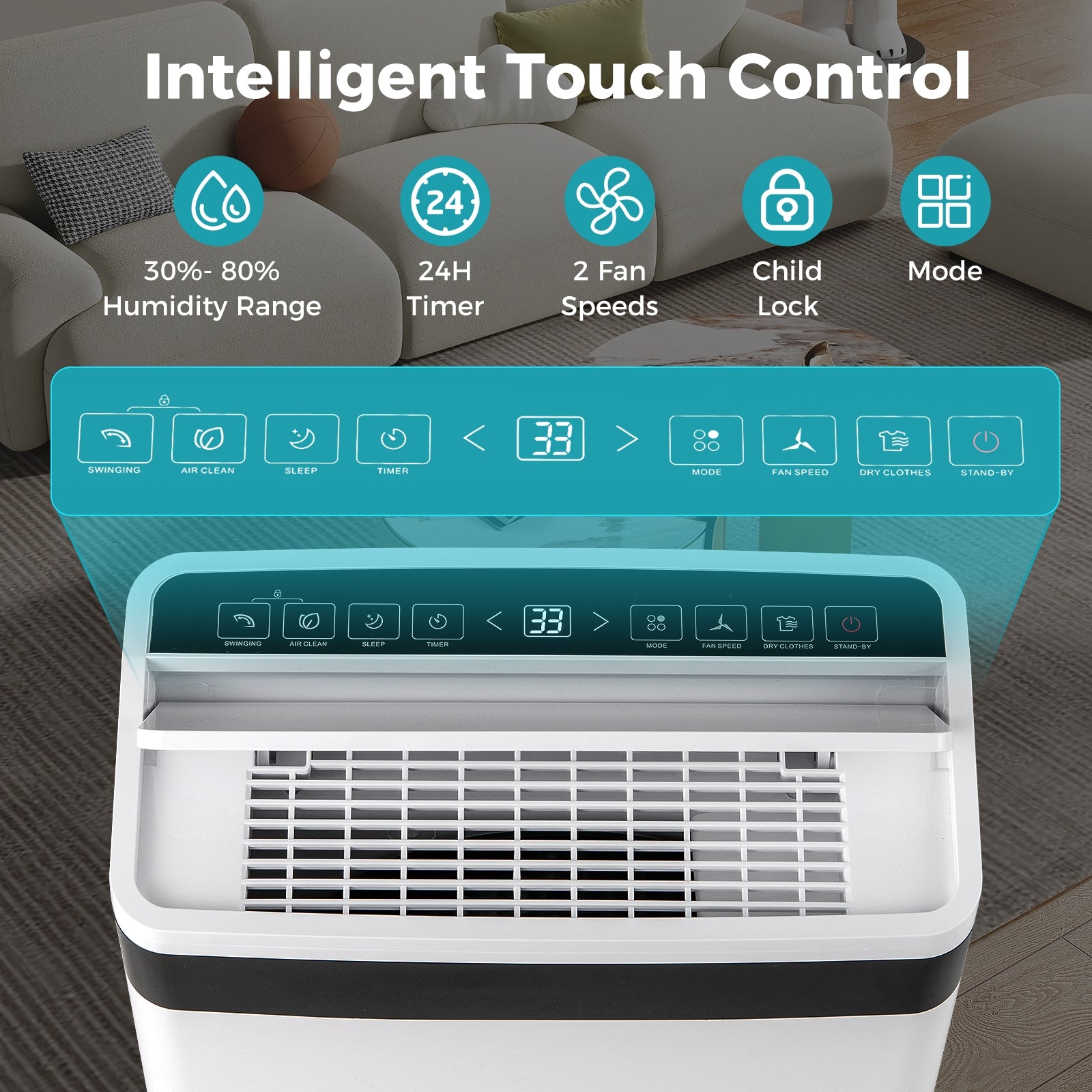 4500 Sq. Ft 57 Pint Dehumidifier for Home and Basement, White Dehumidifiers at Gallery Canada
