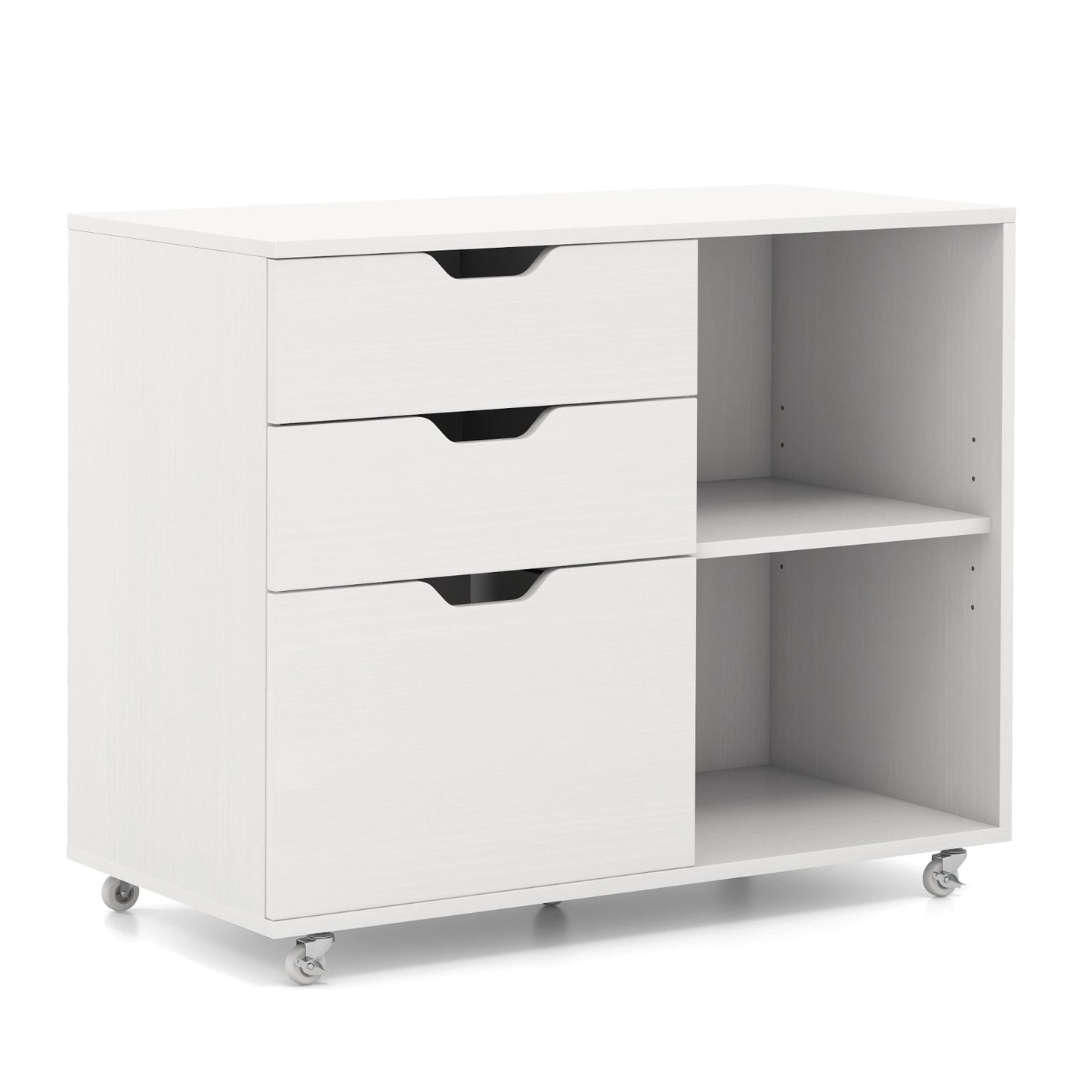 3-Drawer File Cabinet with Adjustable Shelf and Wheels for Letter, White File Cabinets White  at Gallery Canada