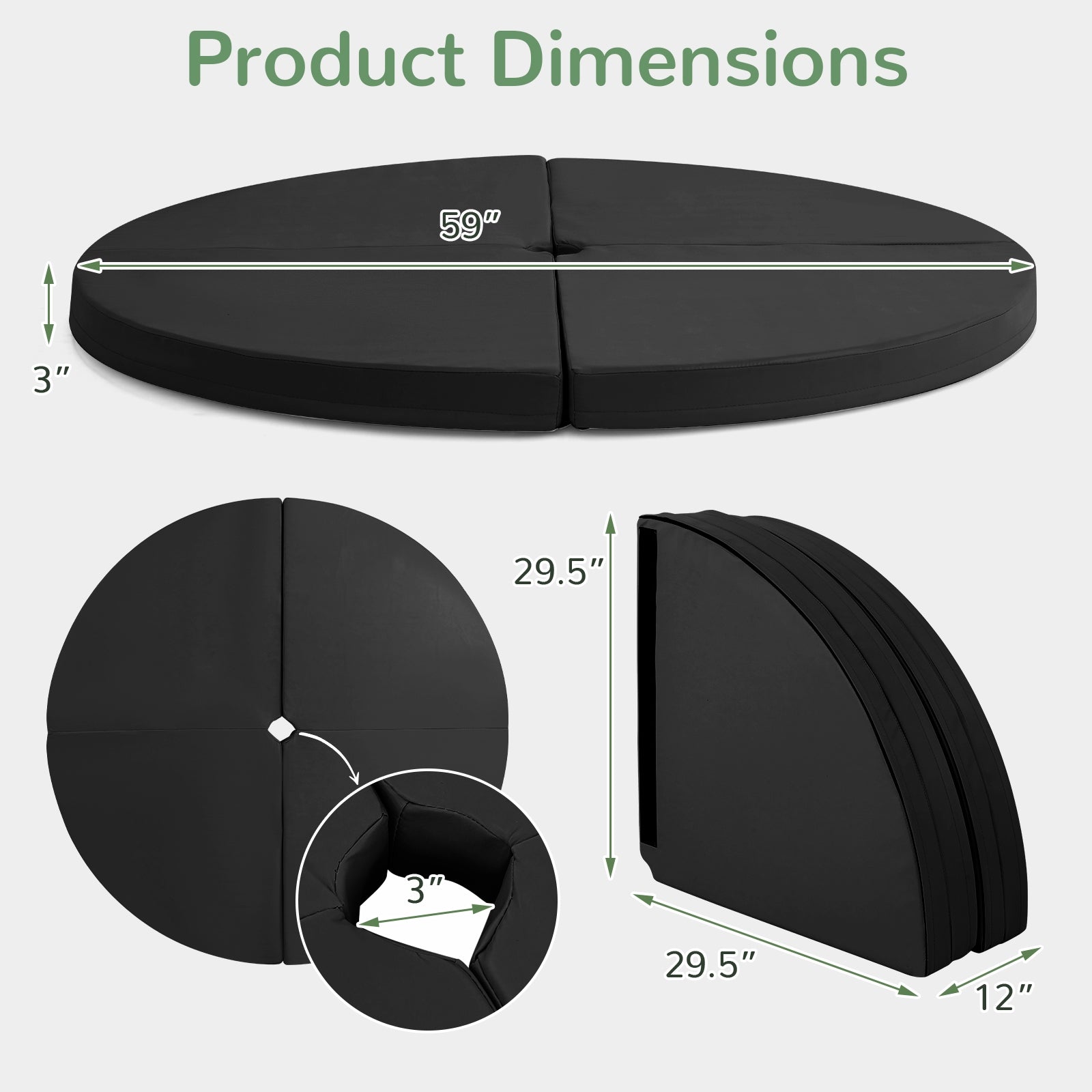 Pole Dance Crash Mat Round Portable Yoga Mat with EPE Foam, Black Yoga & Gym Mats at Gallery Canada