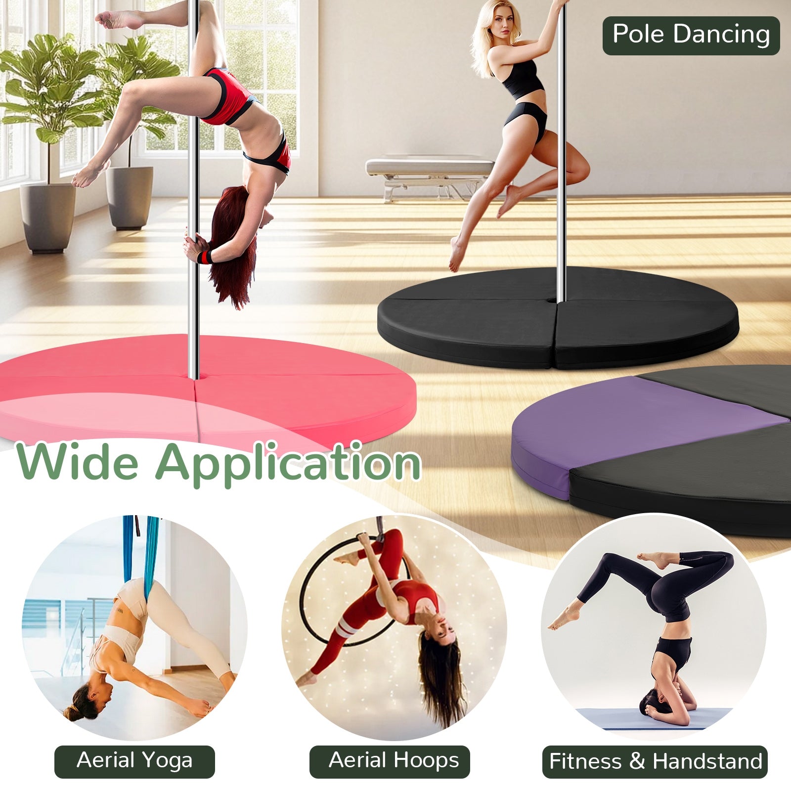 Pole Dance Crash Mat Round Portable Yoga Mat with EPE Foam, Black Yoga & Gym Mats at Gallery Canada