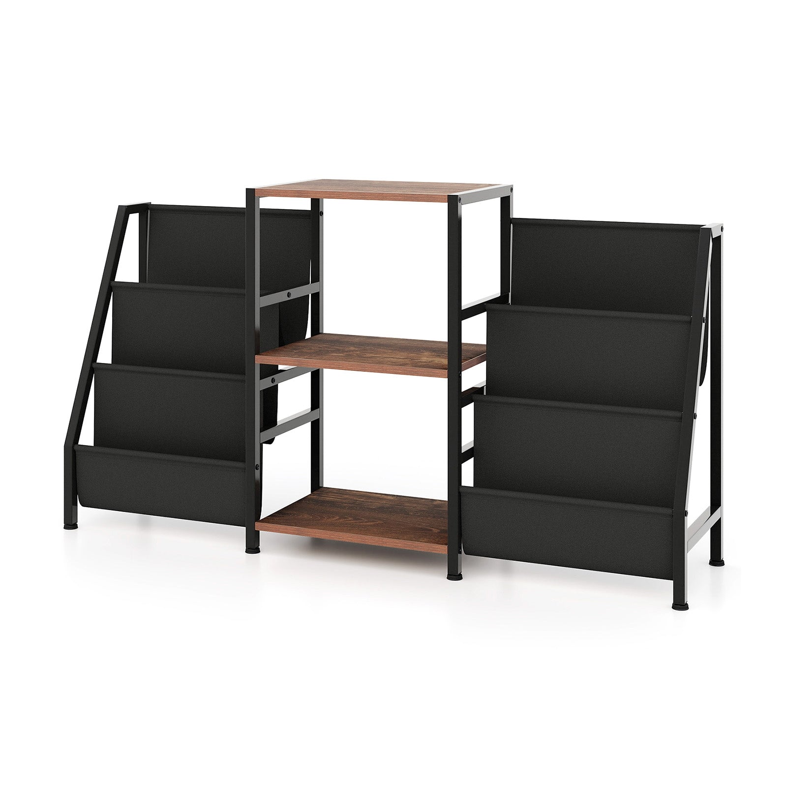 Record Player Stand for up to 200 Albums Turntable Display Stand with 3 Shelves, Rustic Brown End & Side Tables at Gallery Canada
