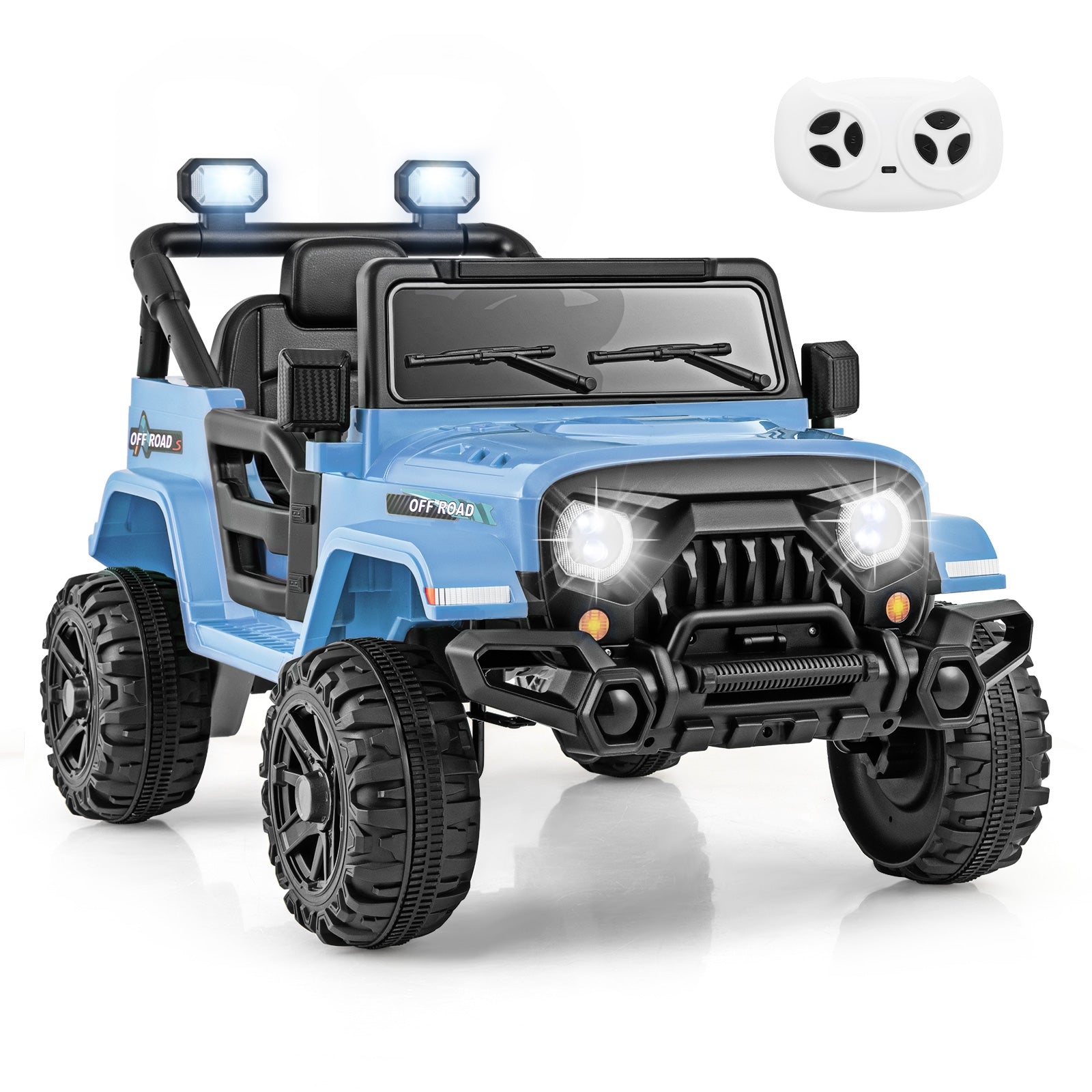 12V Kids Ride on Truck Car with Remote Control Threaded Wheels and 3 Speeds, Navy Powered Ride On Toys Navy at Gallery Canada
