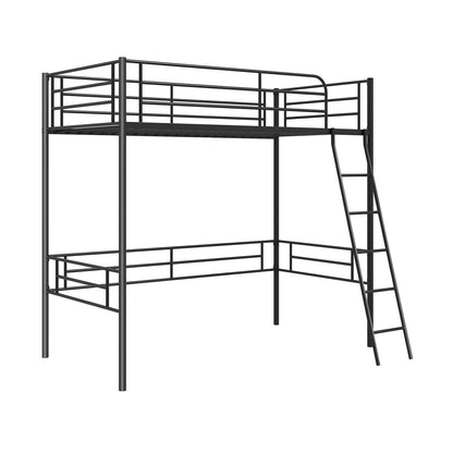 Twin Metal Loft Bed Frame with Ladder and Metal Slats Support, Black Beds & Bed Frames Black  at Gallery Canada