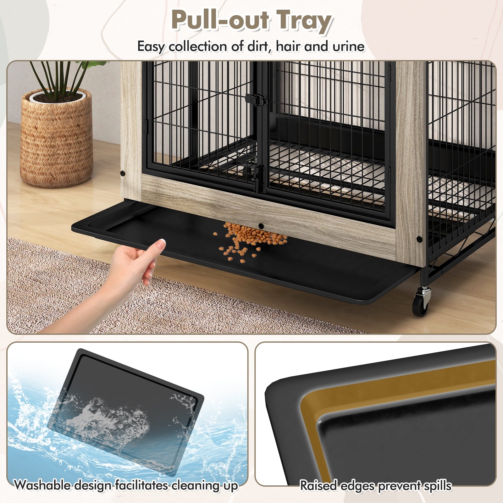 Industrial Dog Kennel Dog Crate Furniture with Storage Shelves, Gray Dog Kennels at Gallery Canada