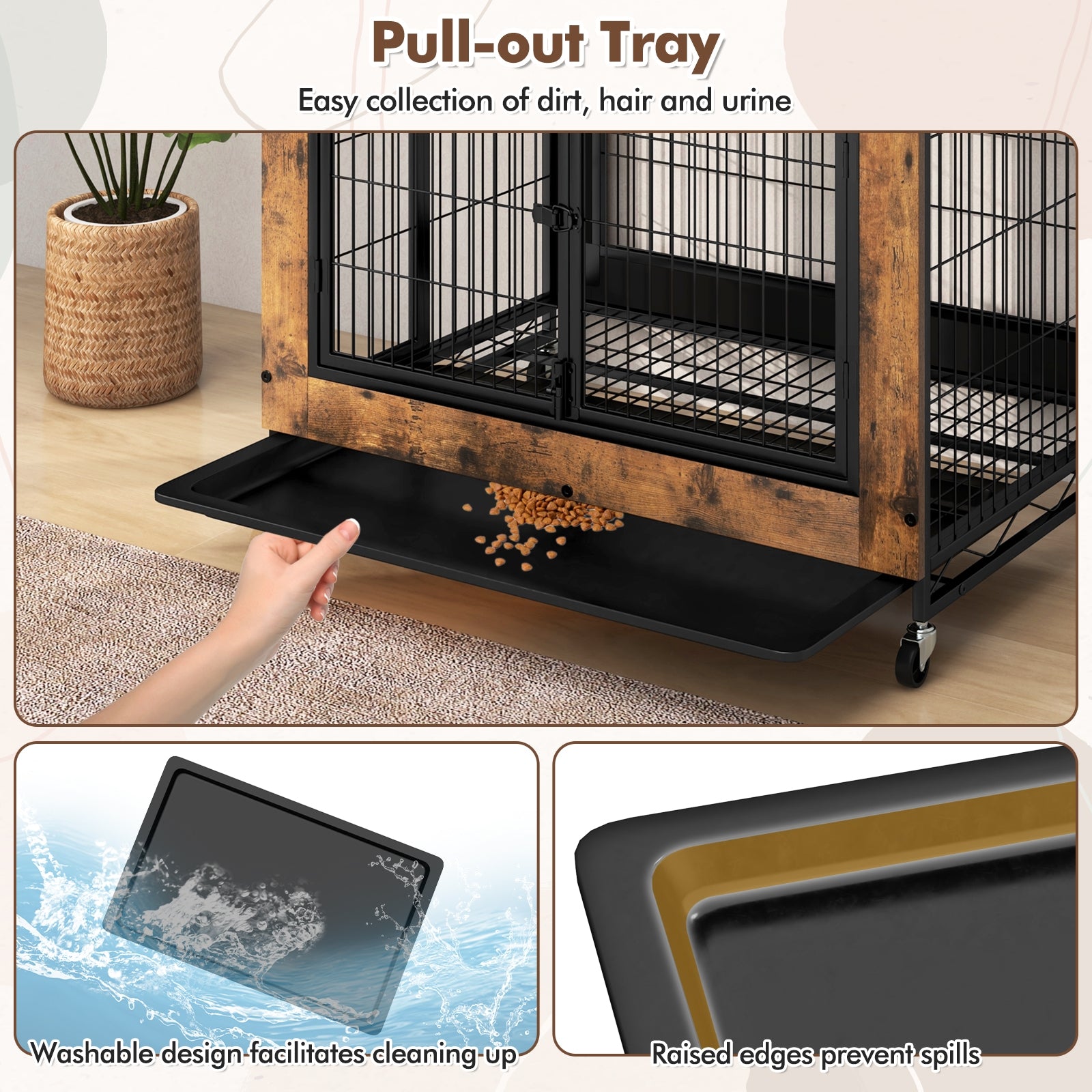 Industrial Dog Kennel Dog Crate Furniture with Storage Shelves, Rustic Brown Dog Kennels at Gallery Canada