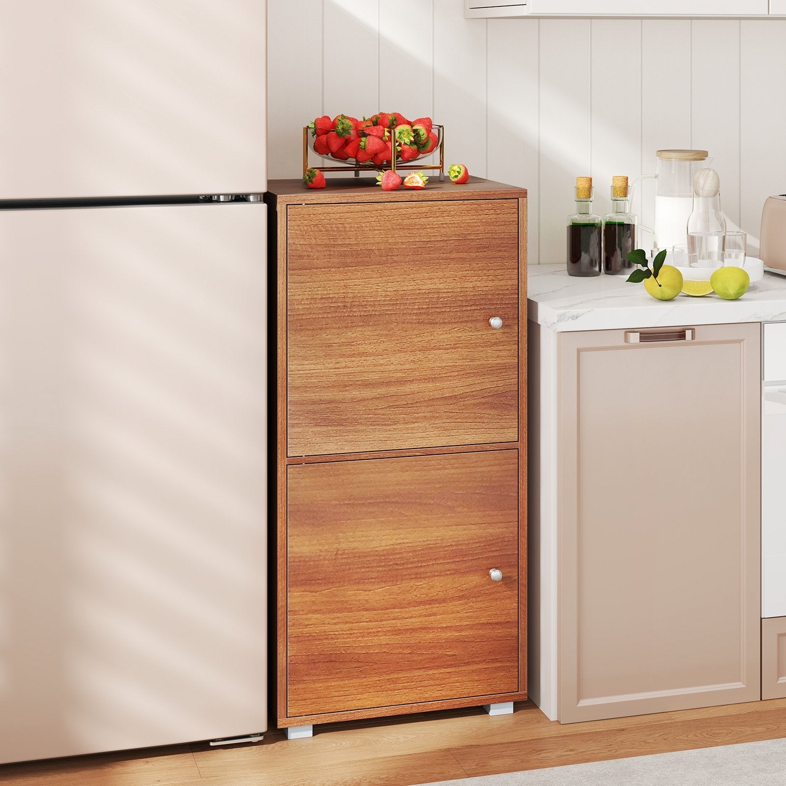 2-Tier Modern Style Nightstand with Drawer and Open Shelf, Walnut End & Side Tables at Gallery Canada