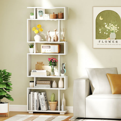 6-Tier Bookcase with Anti-Tipping Kit, White
