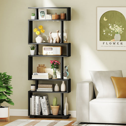 6-Tier Bookcase with Anti-Tipping Kit, Black