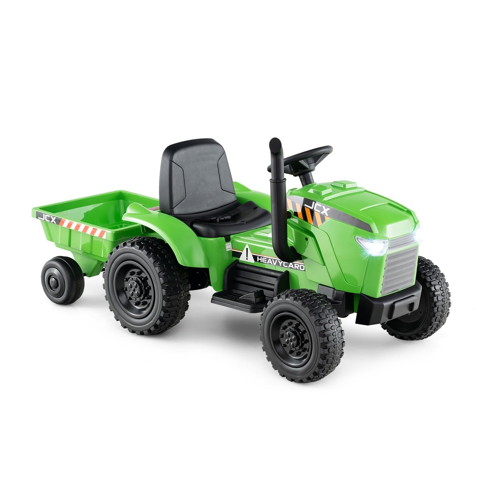 12V 2-in-1 Kids Ride On Tractor with Trailer and 3-Gear Shift, Green Powered Ride On Toys Green at Gallery Canada