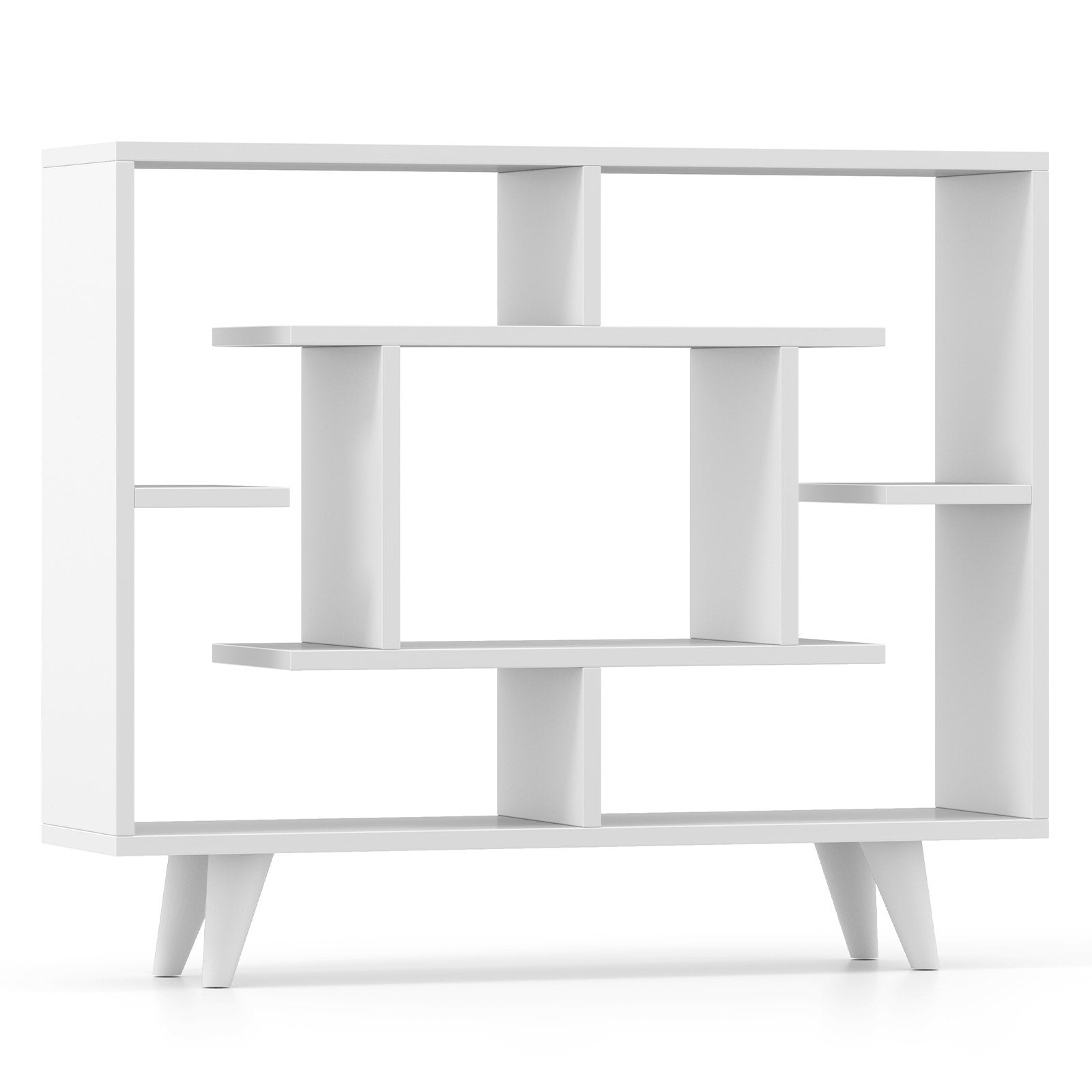 Geometric Bookcase with Anti-Tipping Kit and Storage Shelving Unit, White Bookcases White at Gallery Canada