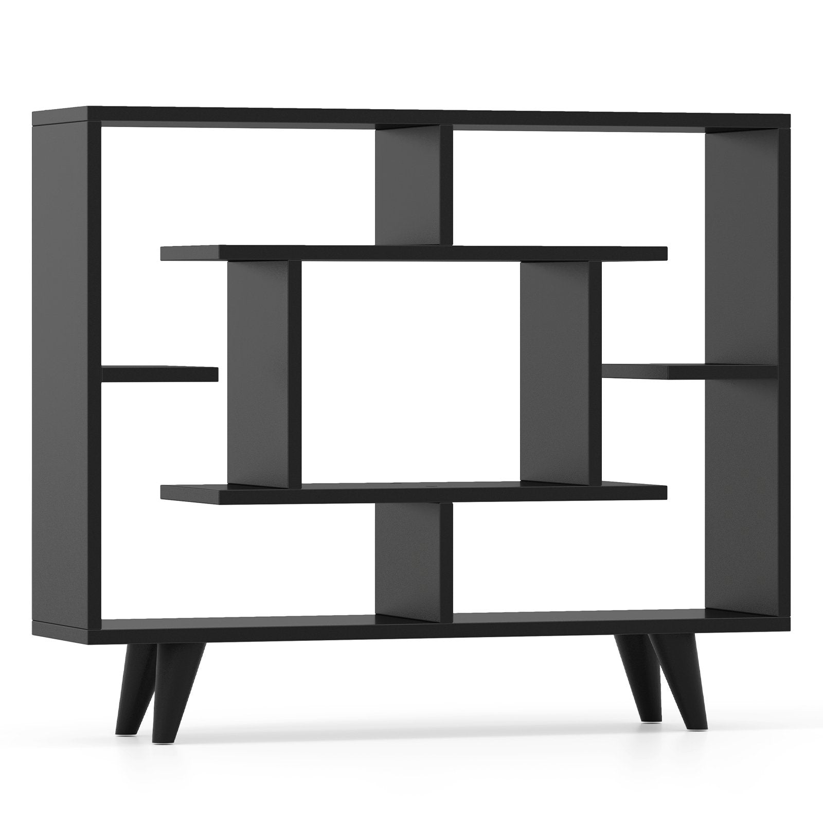 Geometric Bookcase with Anti-Tipping Kit and Storage Shelving Unit, Black Bookcases Black at Gallery Canada