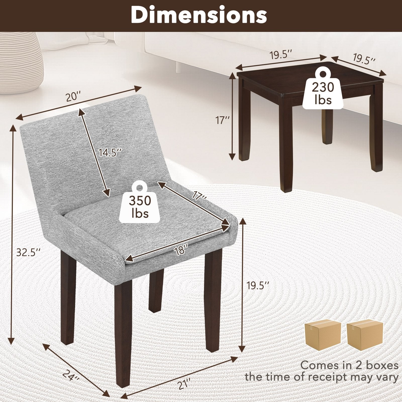 3-Piece Accent Table and Chair Set for Kitchen and Living Room-Brown & Gray, Dark Brown End & Side Tables at Gallery Canada
