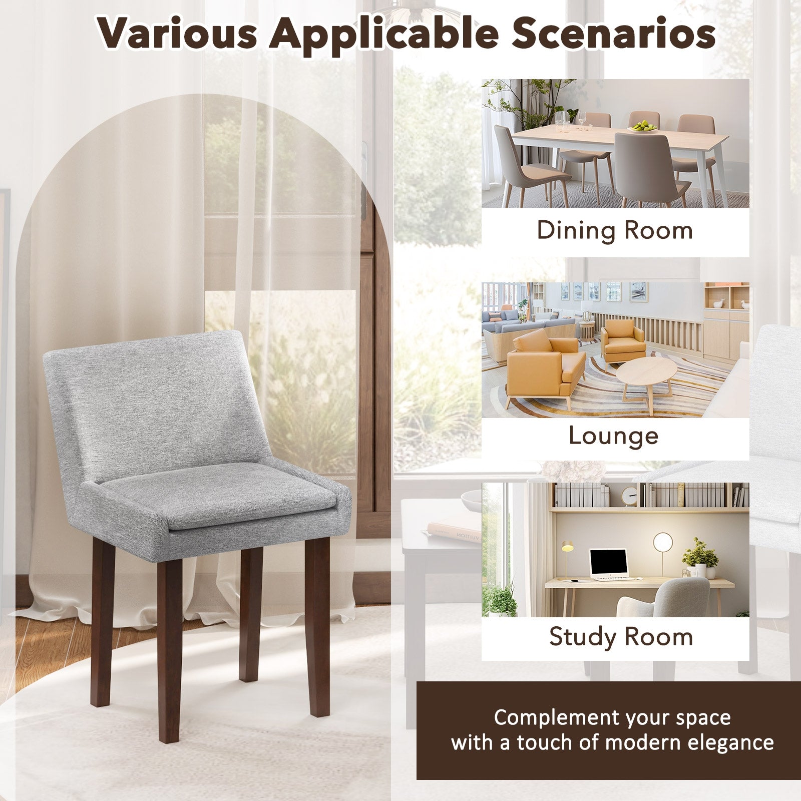 3-Piece Accent Table and Chair Set for Kitchen and Living Room-Brown & Gray, Dark Brown End & Side Tables at Gallery Canada