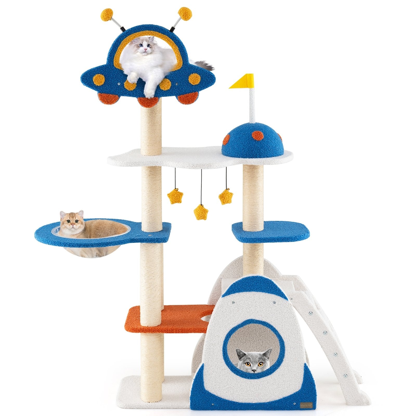 Space Theme Cat Tree Multi-level Cat Tower with Sisal Covered Scratching Posts, Multicolor Cat Trees Condos & Scratchers at Gallery Canada