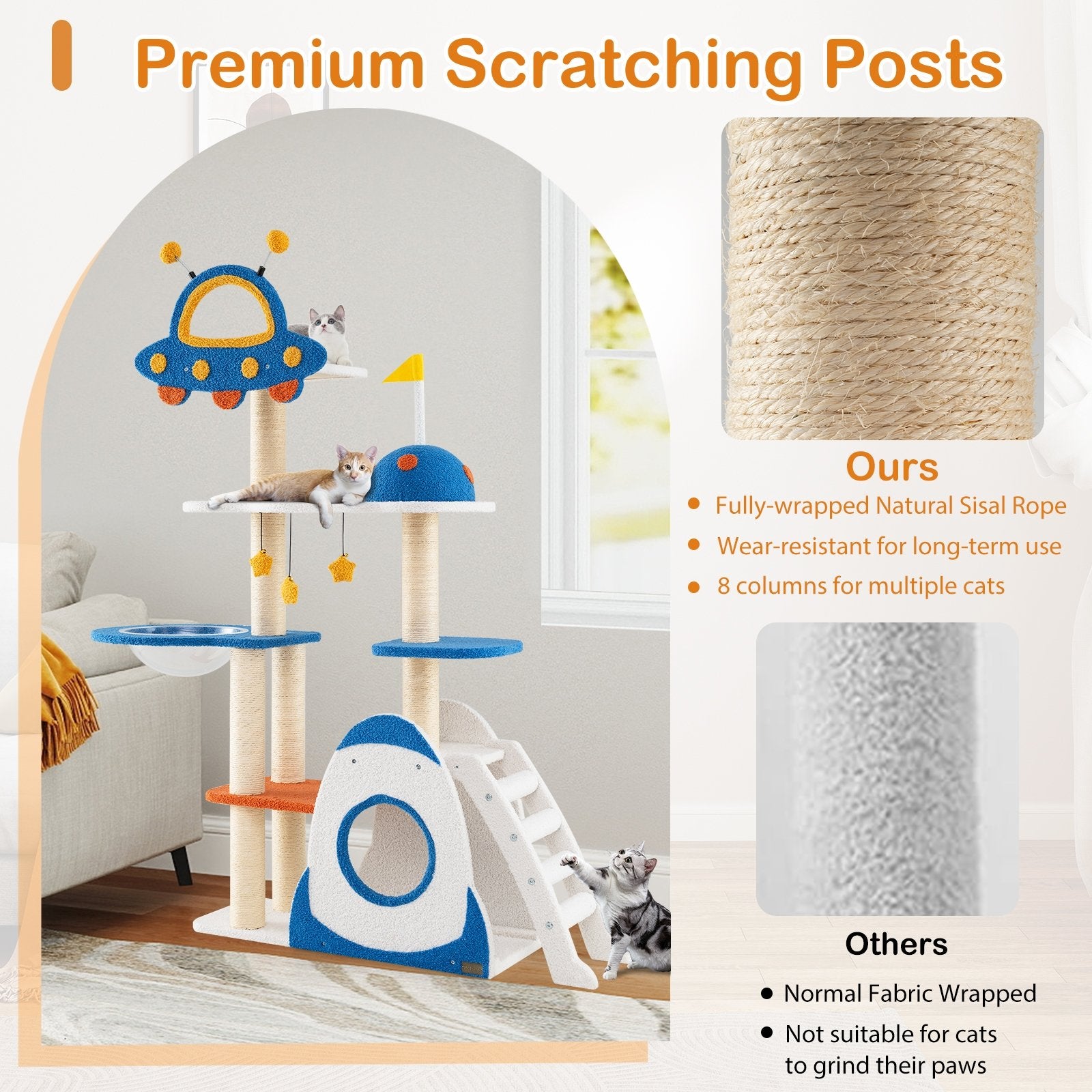 Space Theme Cat Tree Multi-level Cat Tower with Sisal Covered Scratching Posts, Multicolor Cat Trees Condos & Scratchers at Gallery Canada