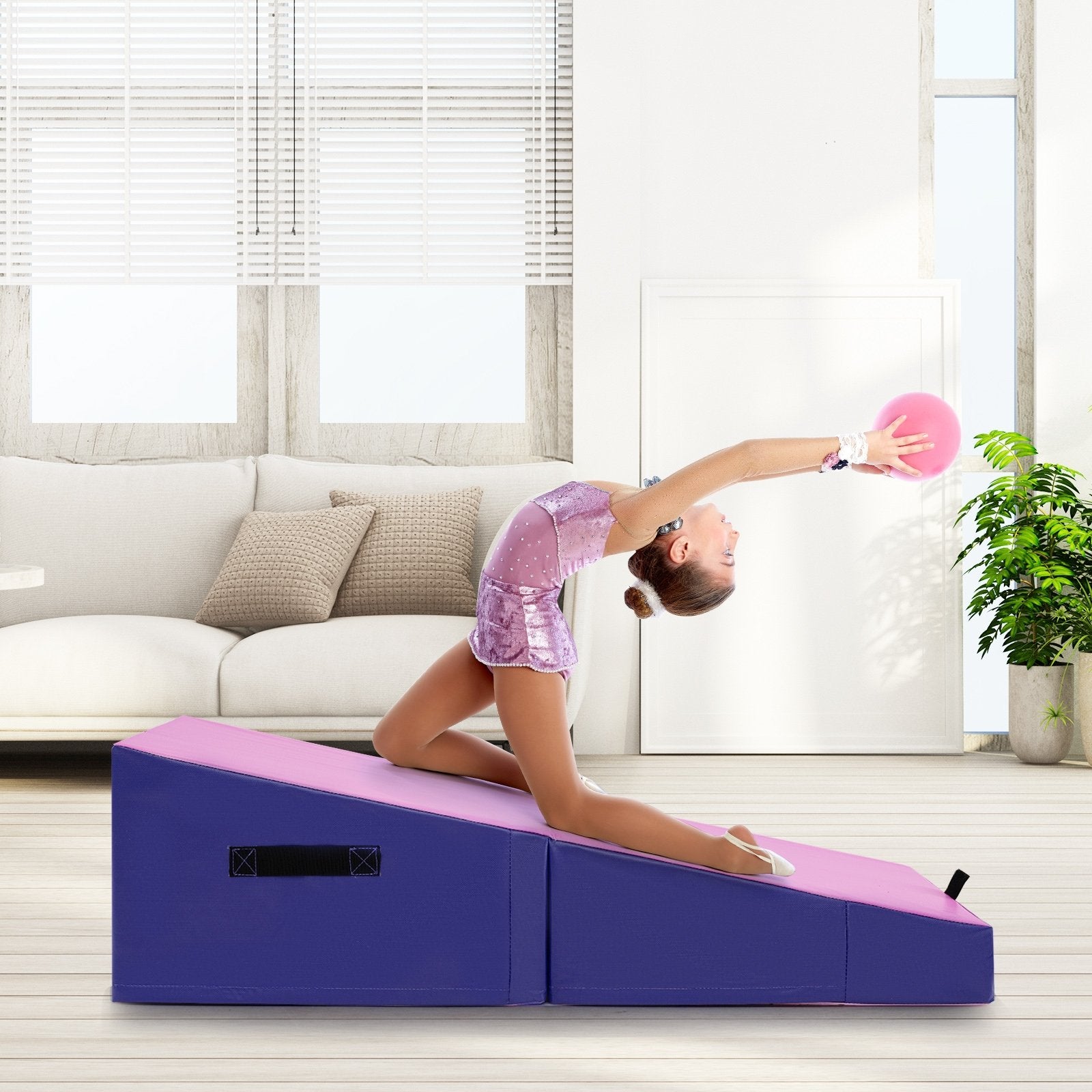 Folding Incline Yoga Gymnastics Tumbling Mat with EPE Foam, Pink Yoga & Gym Mats at Gallery Canada