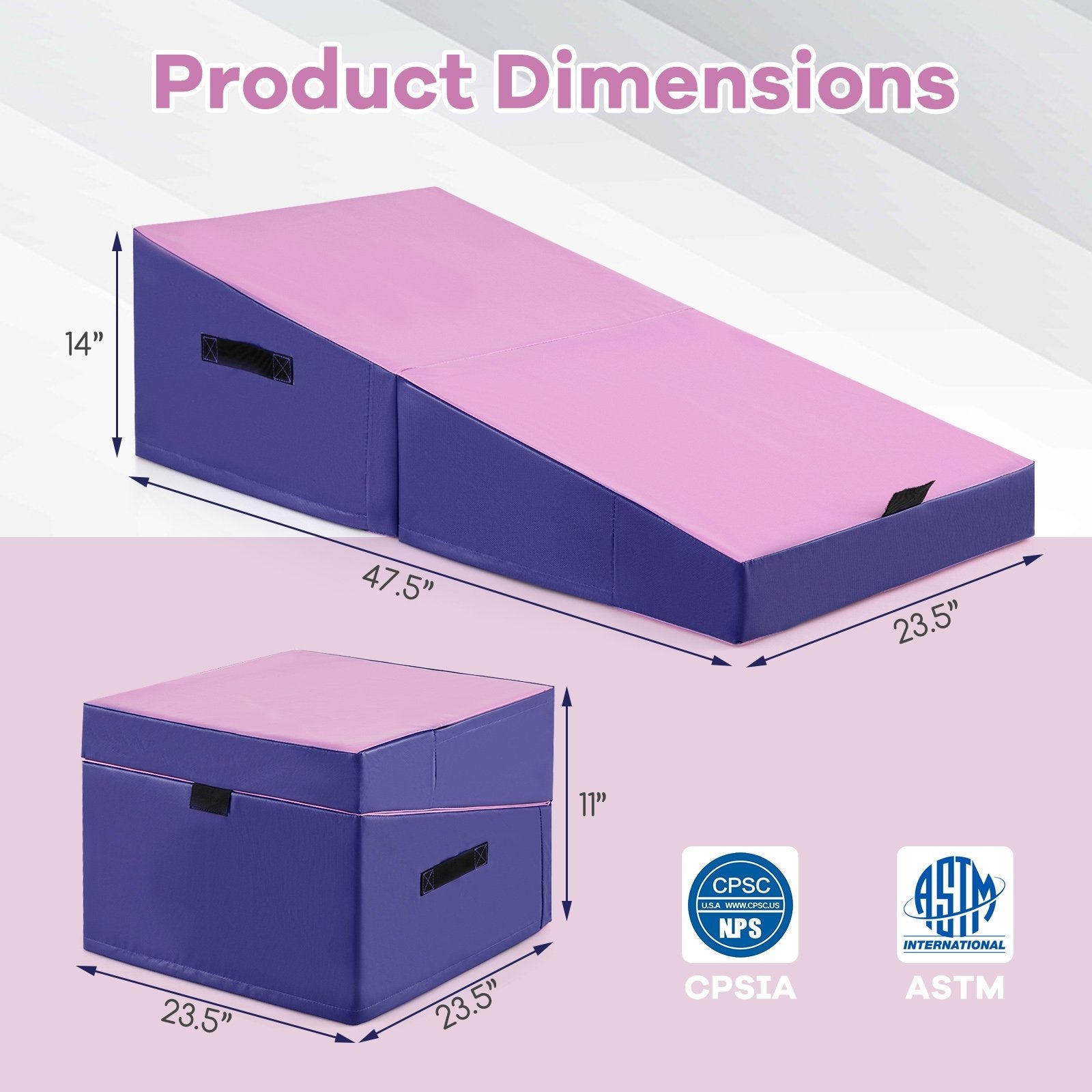 Folding Incline Yoga Gymnastics Tumbling Mat with EPE Foam, Pink Yoga & Gym Mats at Gallery Canada