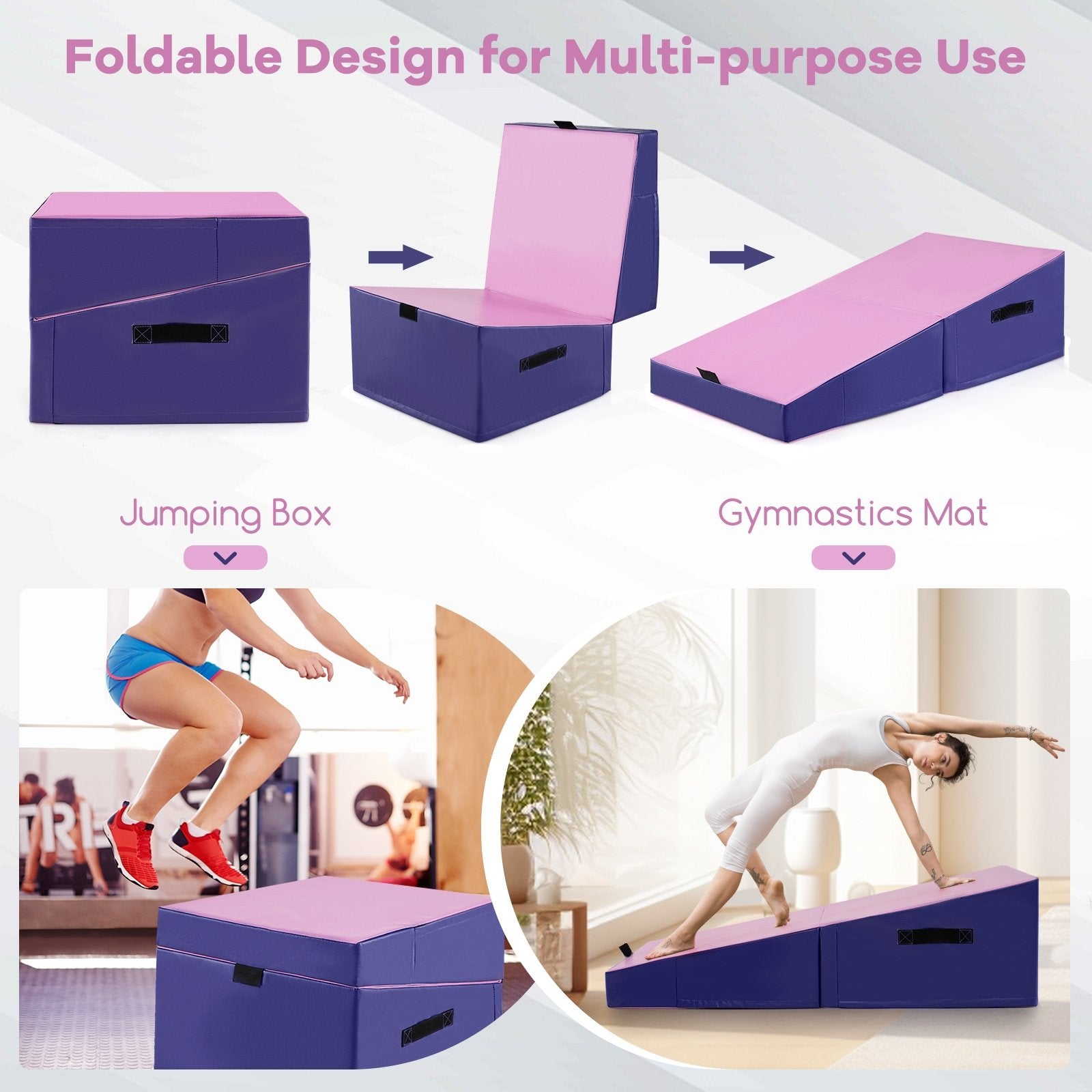 Folding Incline Yoga Gymnastics Tumbling Mat with EPE Foam, Pink Yoga & Gym Mats at Gallery Canada