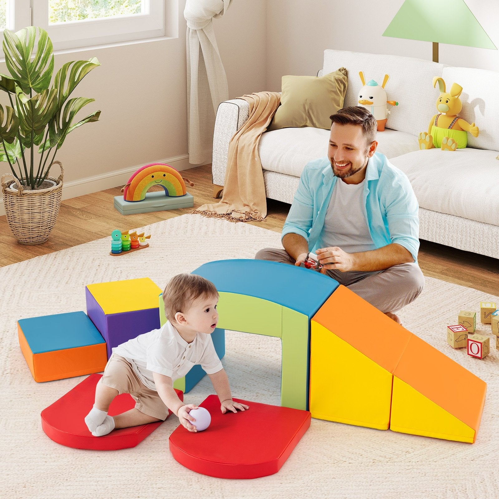 6 Pieces Foam Climbing Blocks Soft Play Climbing for Toddlers with Tunnel, Multicolor Climbers & Slides at Gallery Canada