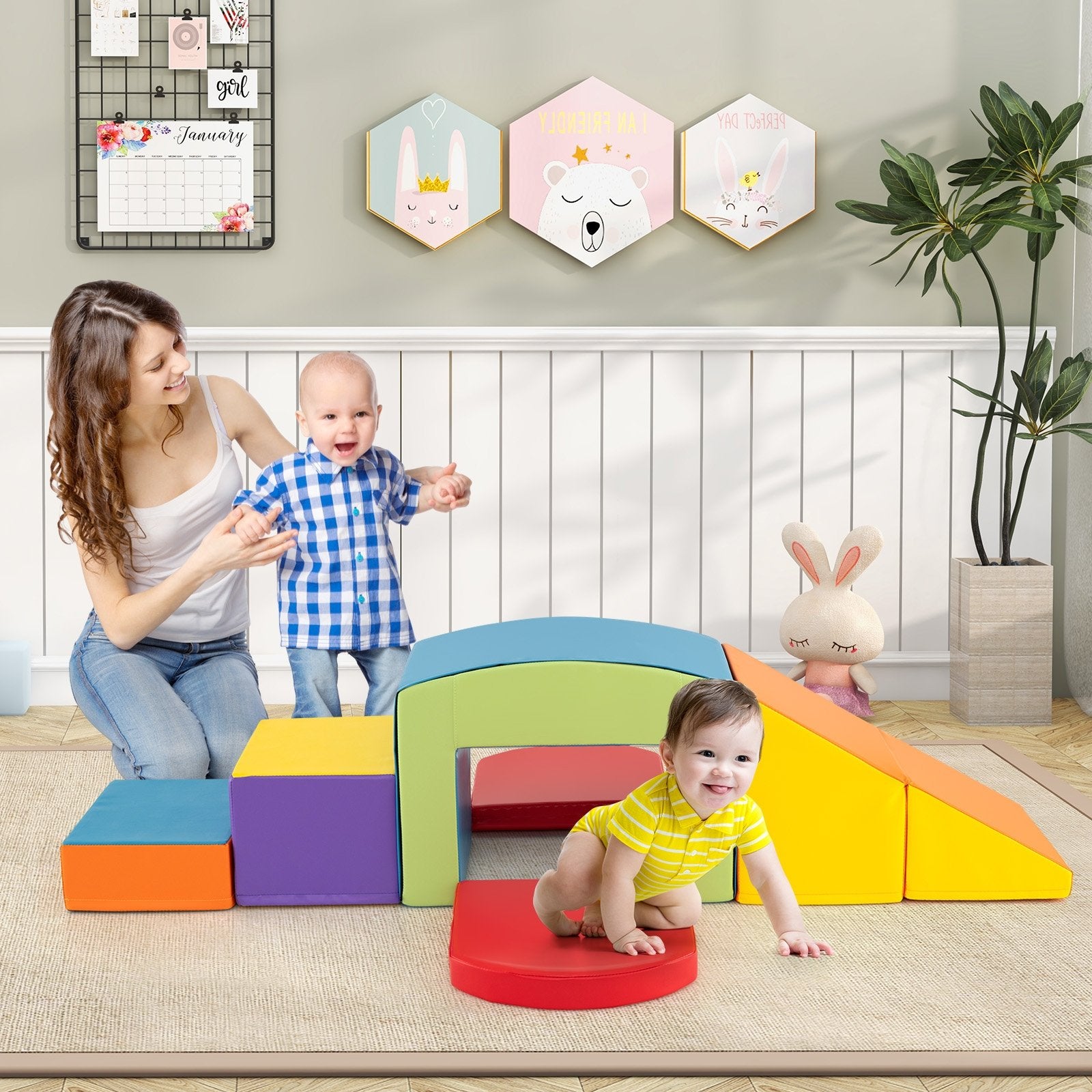 6 Pieces Foam Climbing Blocks Soft Play Climbing for Toddlers with Tunnel, Multicolor Climbers & Slides at Gallery Canada