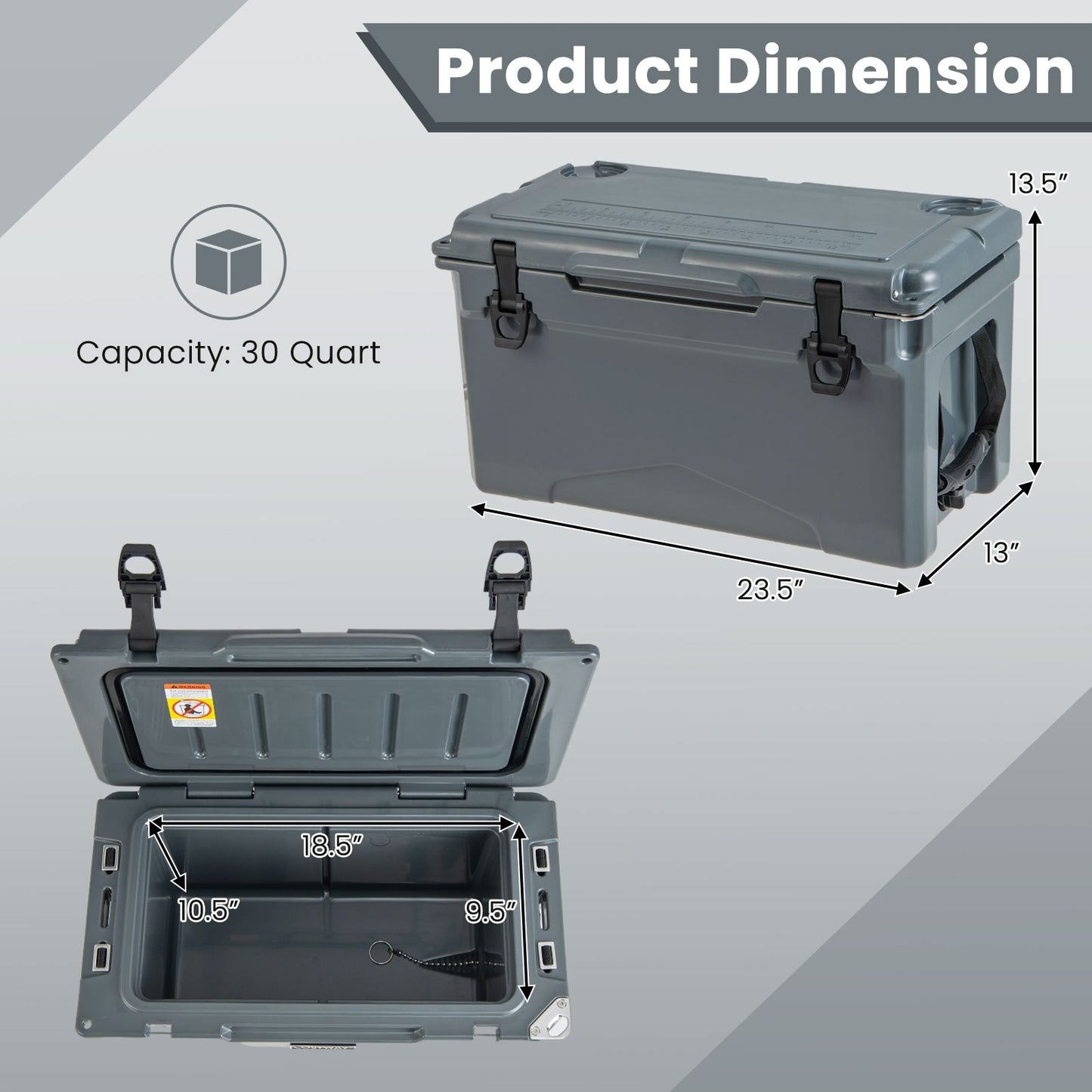 Rotomolded Cooler with Integrated Cup Holders and Bottle Opener, Gray Coolers   at Gallery Canada